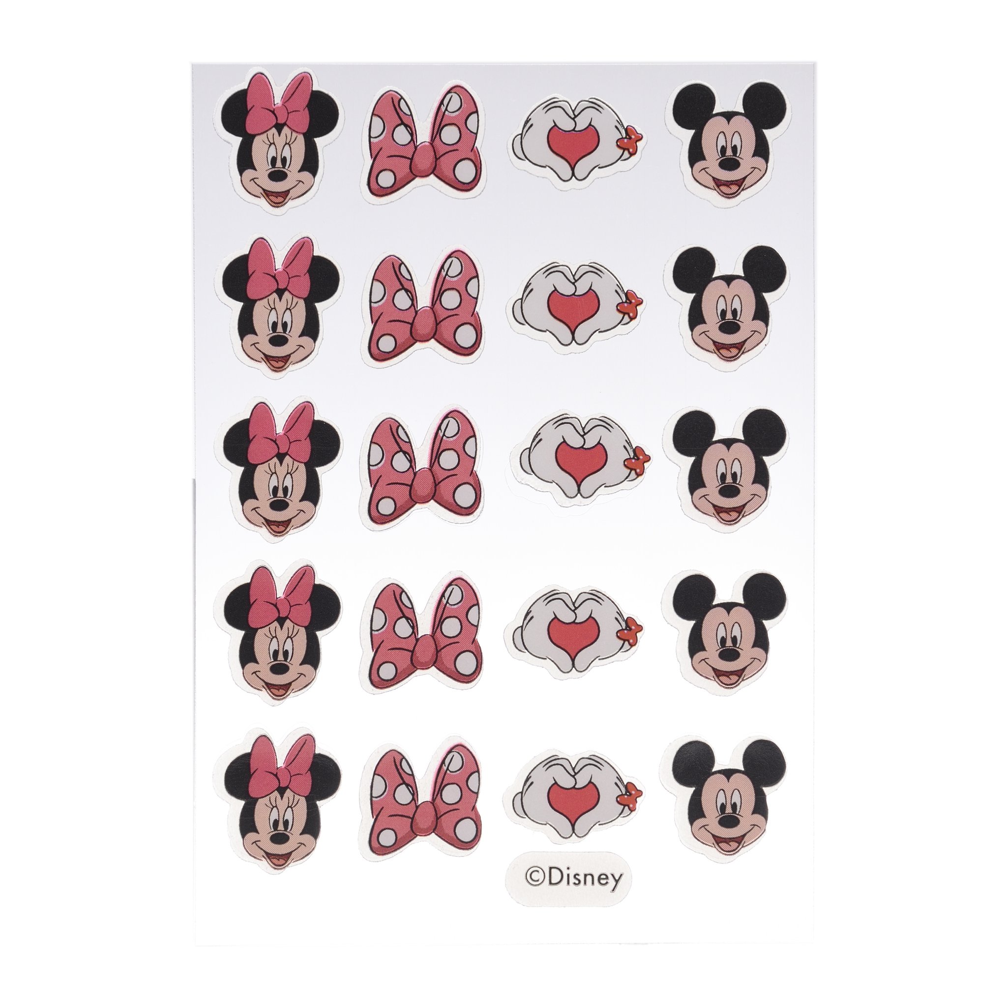 Sheet of 20 patches: Minnie, polka-dot bow, heart hands and Mickey