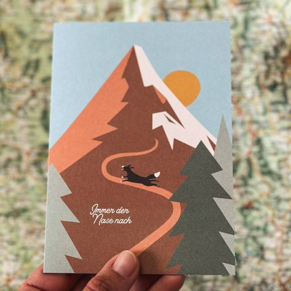 Grusskarte Immer der Nase nach