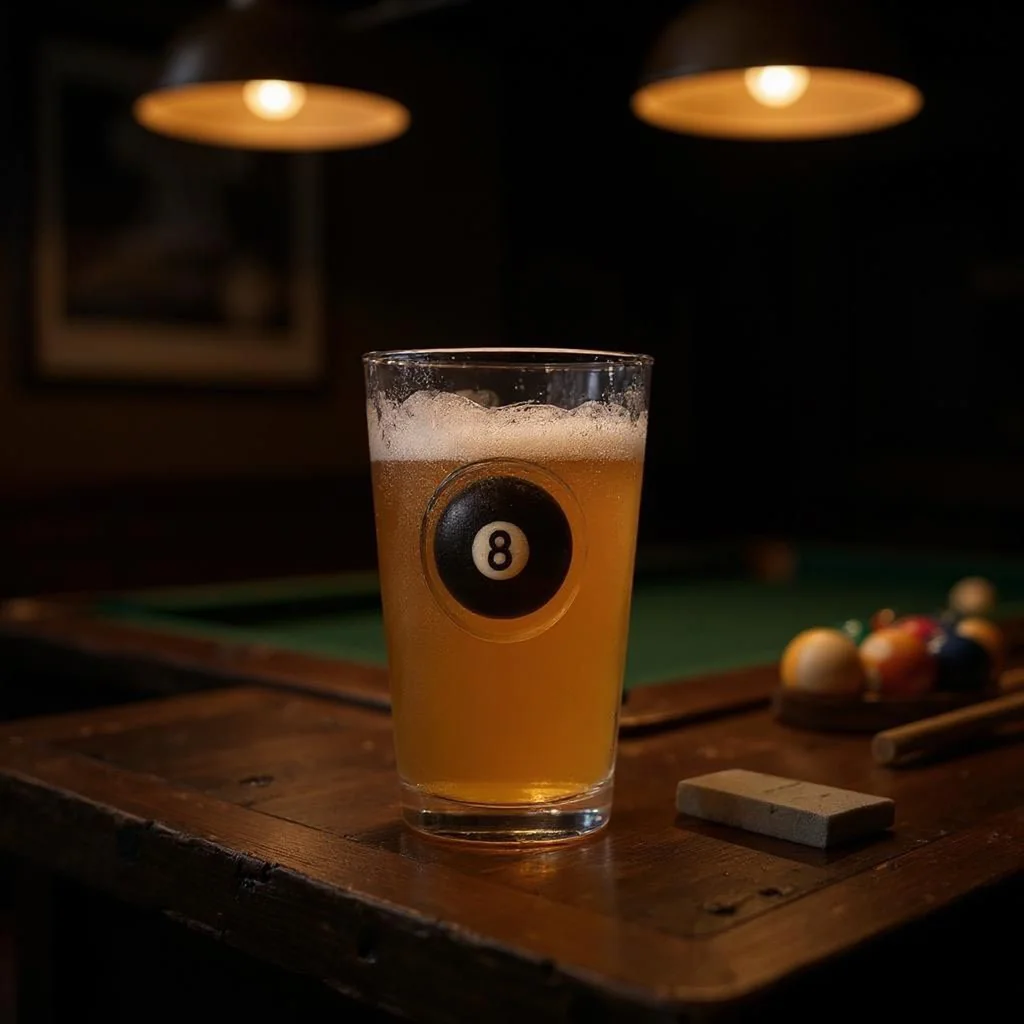 Bierglas Schwarze 8 mit integrierter Billardkugel