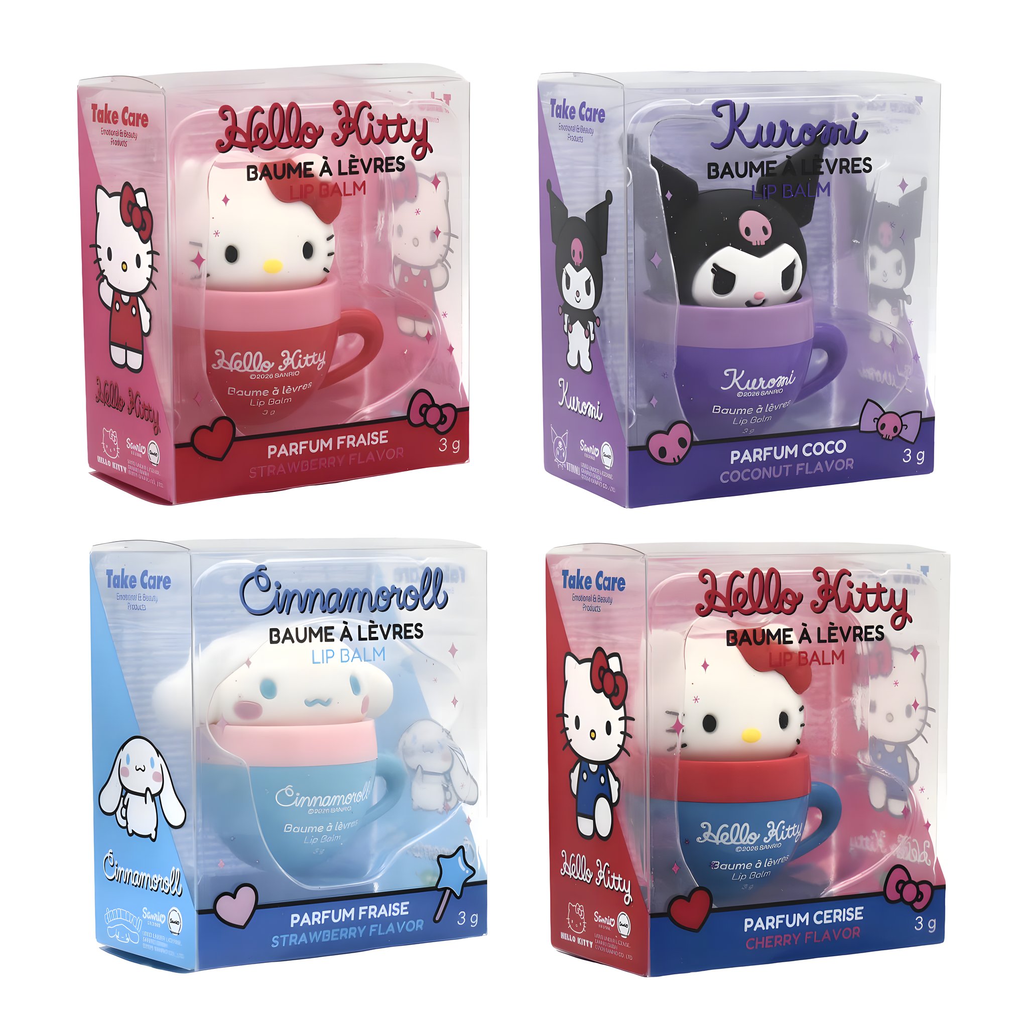 Hello Kitty & Friends Lippenbalsam Tassen-Set mit Hello Kitty, Kuromi und Cinnamoroll