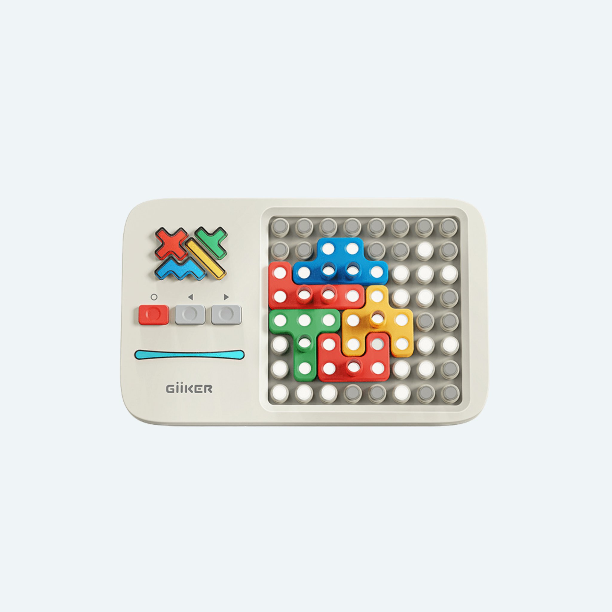 Super Block Puzzle von GiiKER mit farbigen Blöcken auf dem Spielfeld