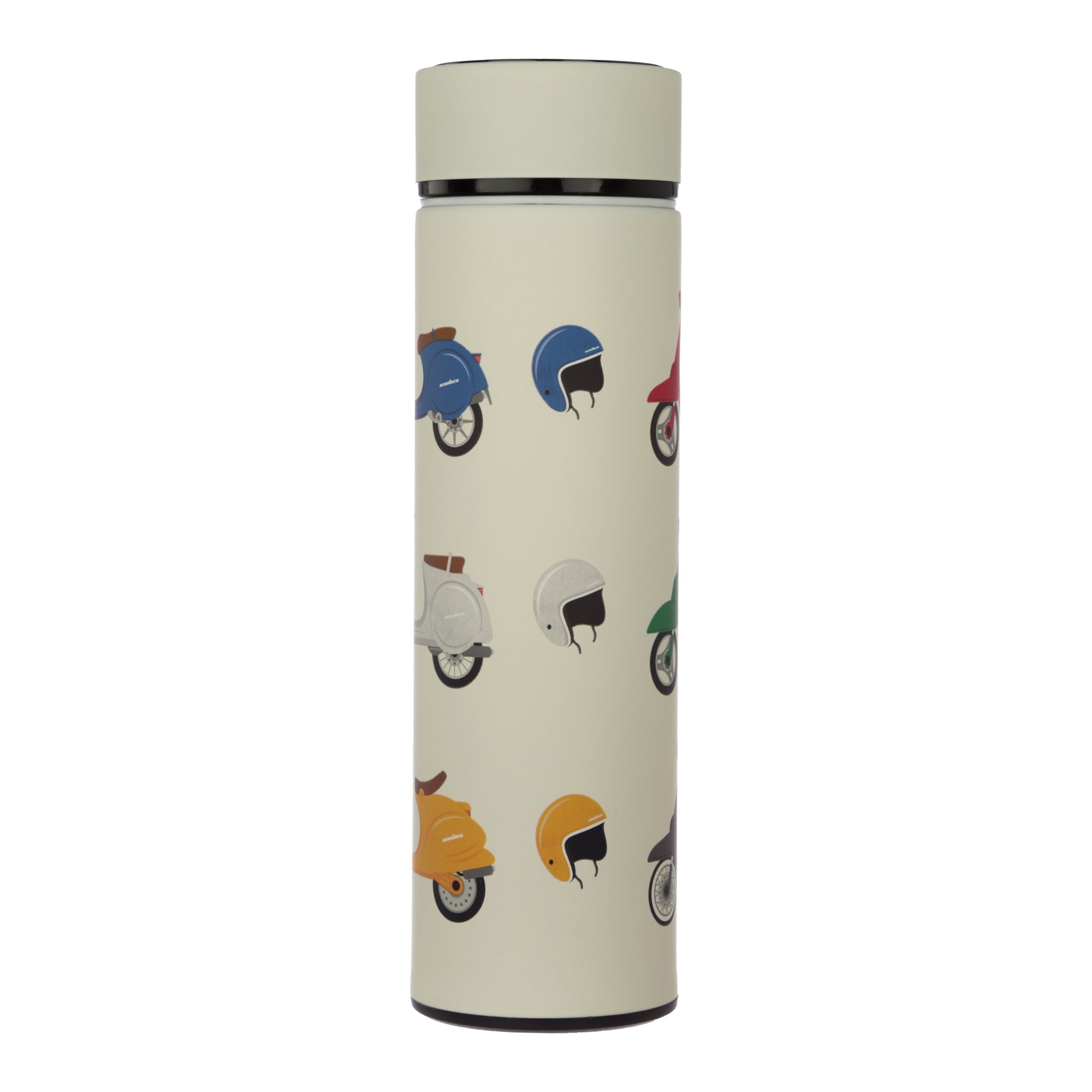 Scooter vacuum flask with helmet design