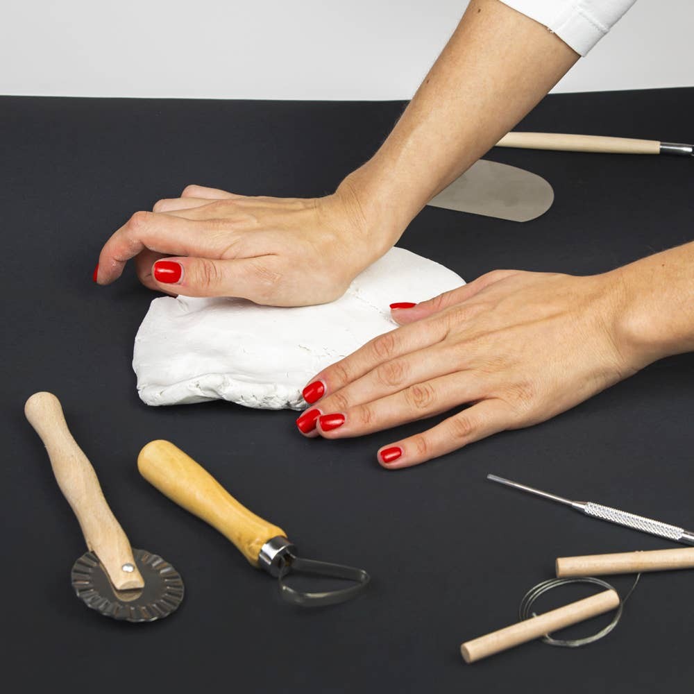 Toepferset Basic – Luft-Ton mit Farben und Werkzeug