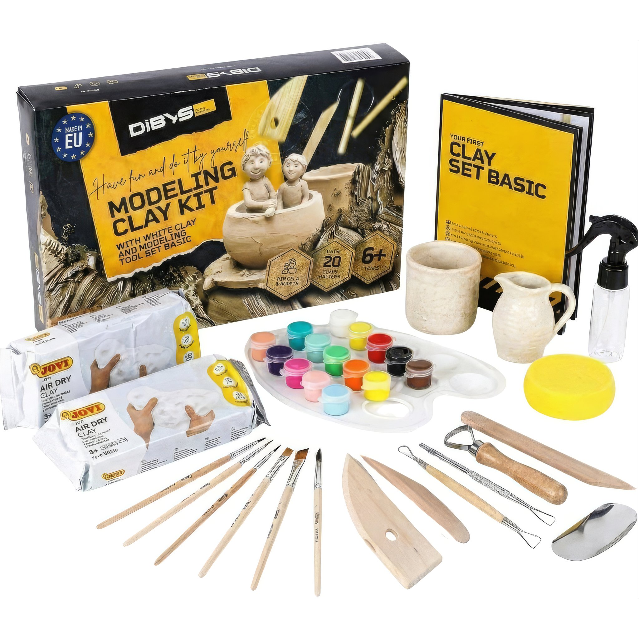 Kit Poterie Basic – Argile Auto-Durcissante avec Peintures