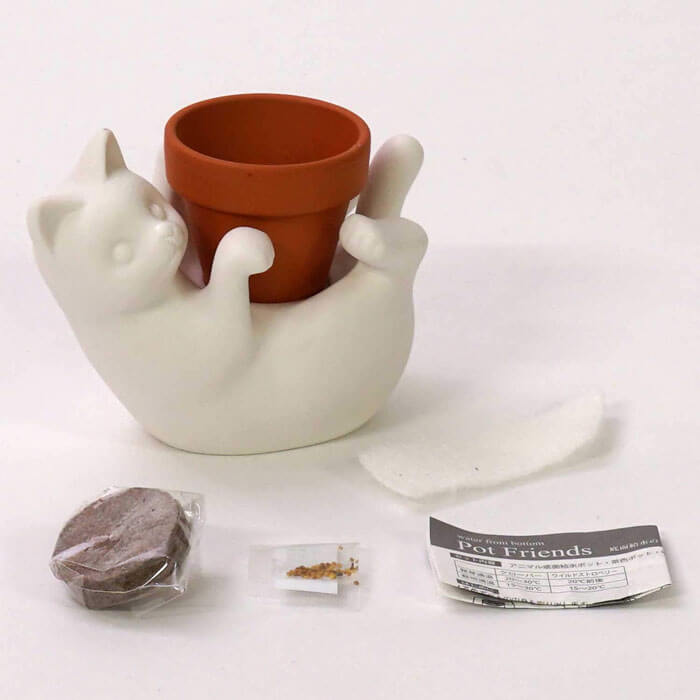 Pot de Fleurs Auto-Suffisant Chat