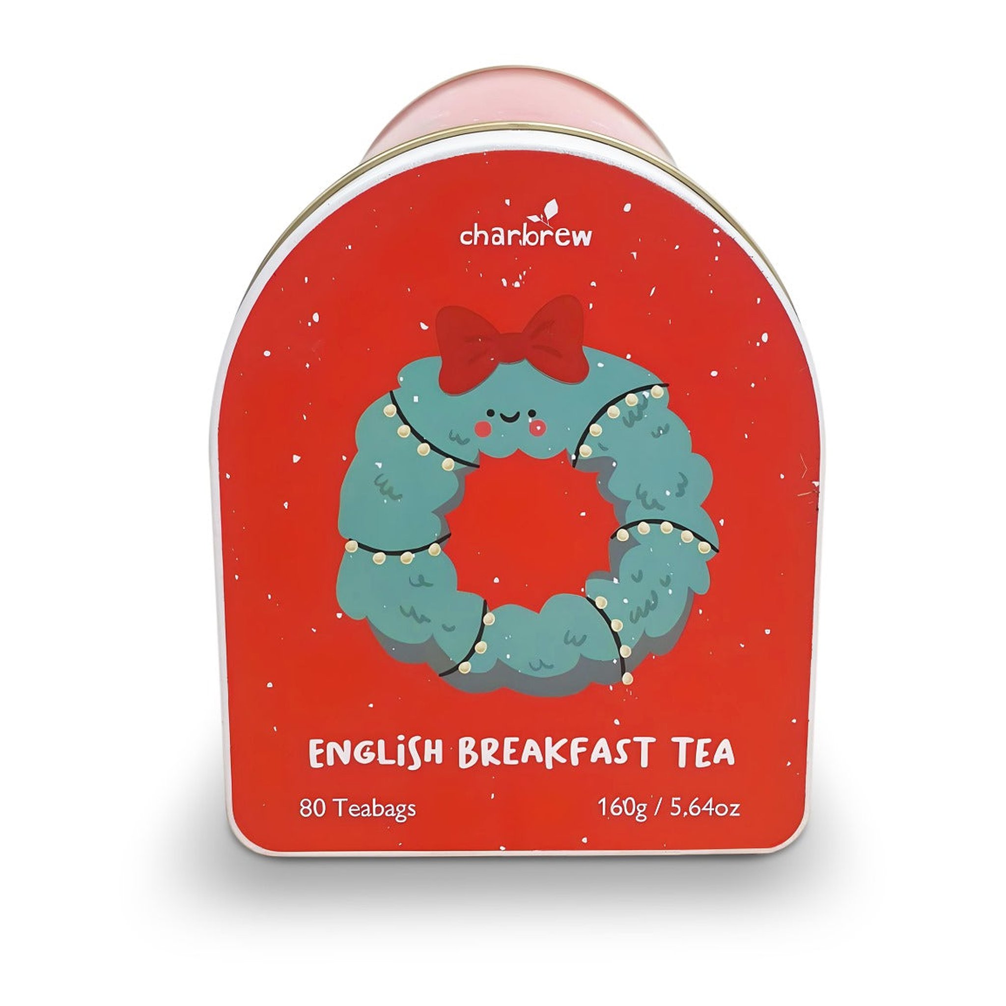 End of the postbox tea tin with wreath design, English Breakfast Tea