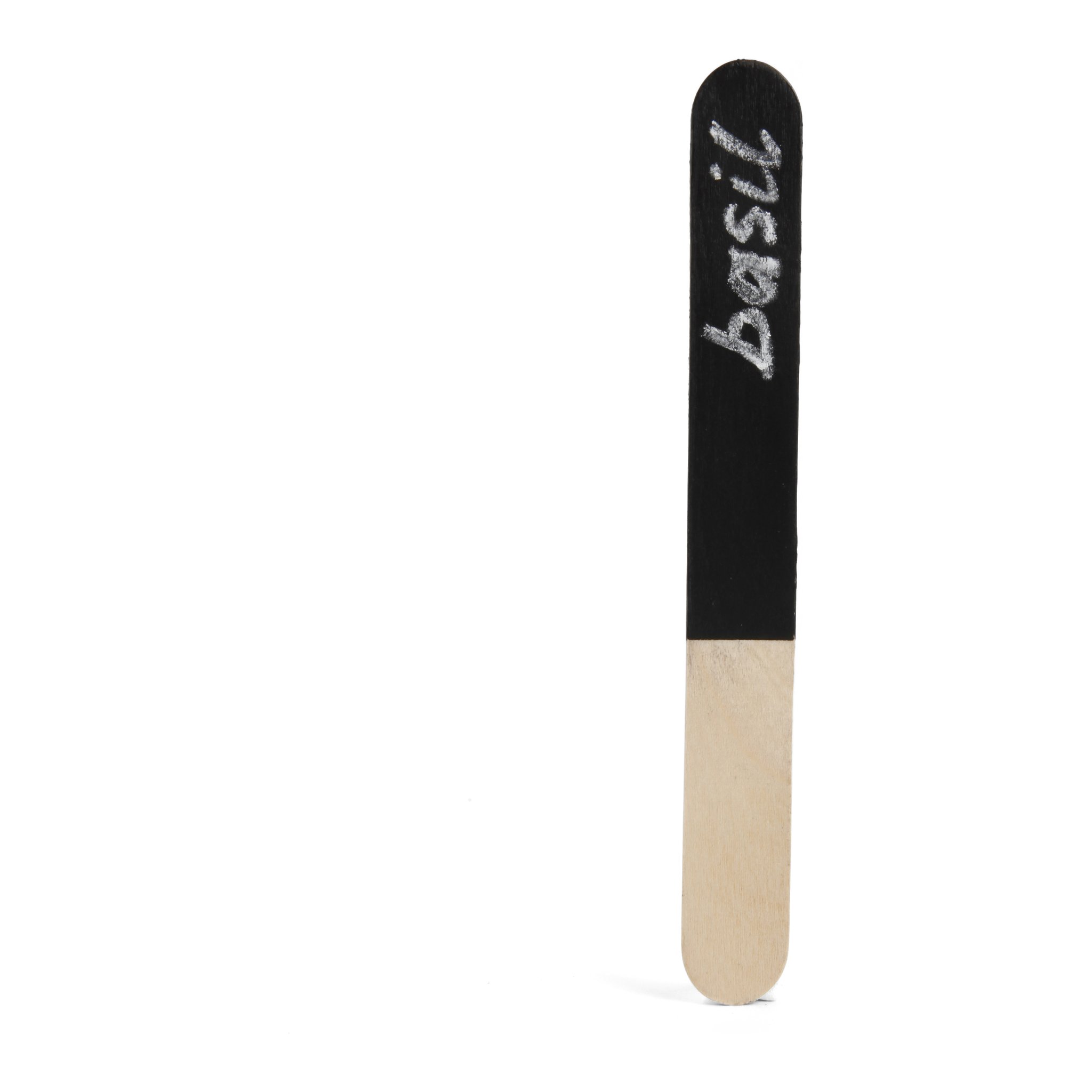 Pflanz-Stecker aus Holz mit schwarzer Tafelfläche