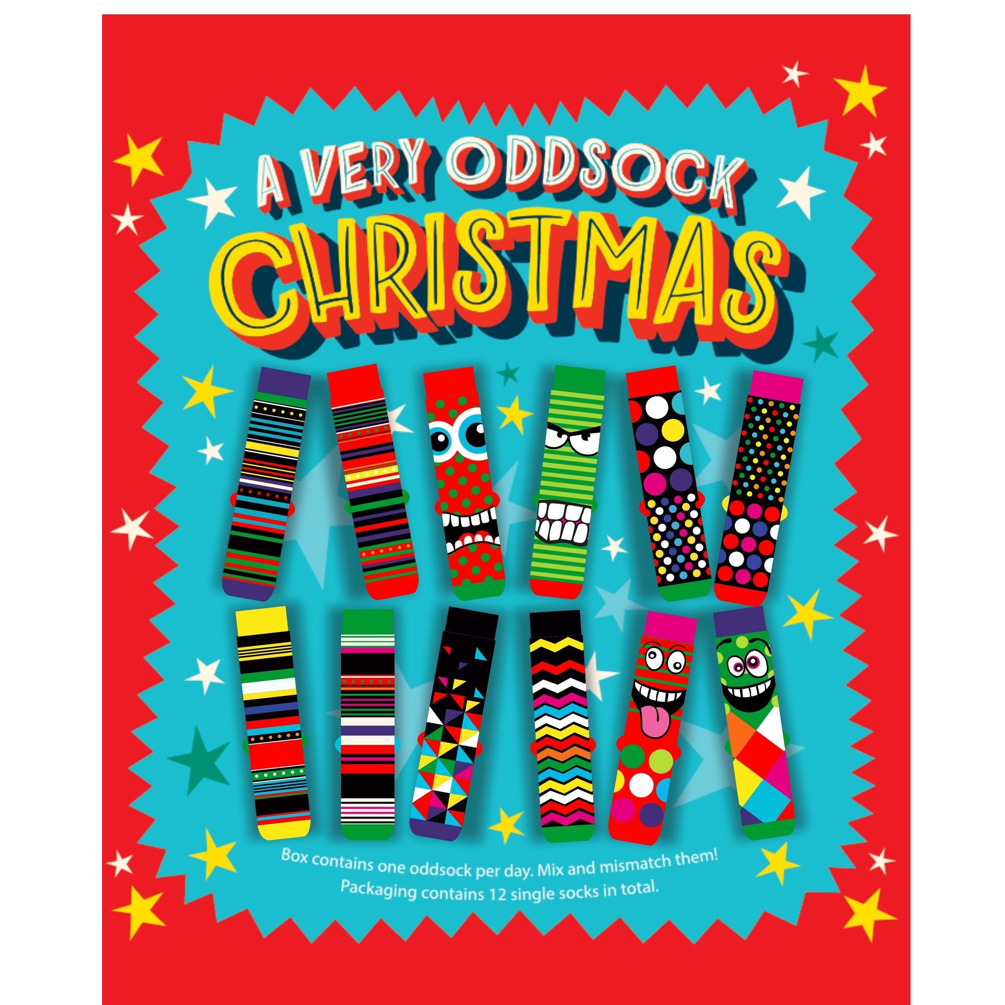 Dos du calendrier de l'Avent avec aperçu des 12 chaussettes