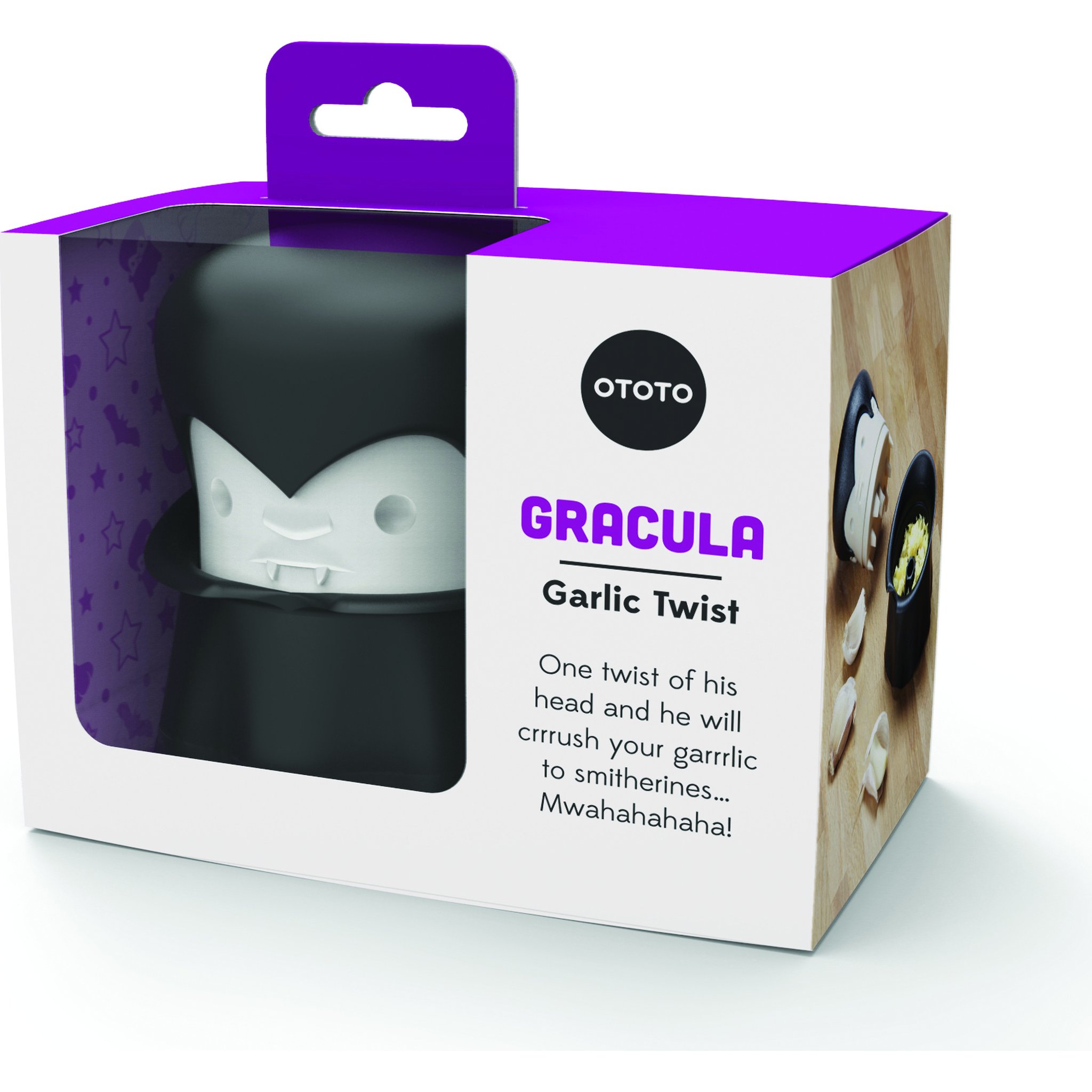 Gracula Knoblauchpresse in der Geschenkverpackung von Ototo