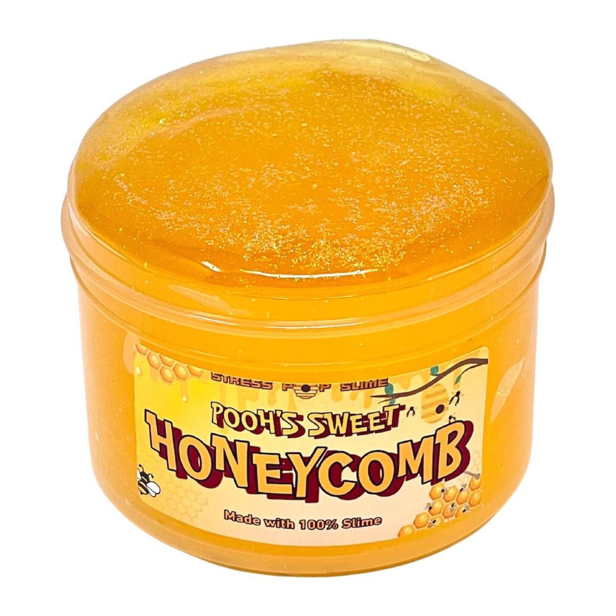 Klarer goldgelber Jelly-Slime in der Dose ohne Topper