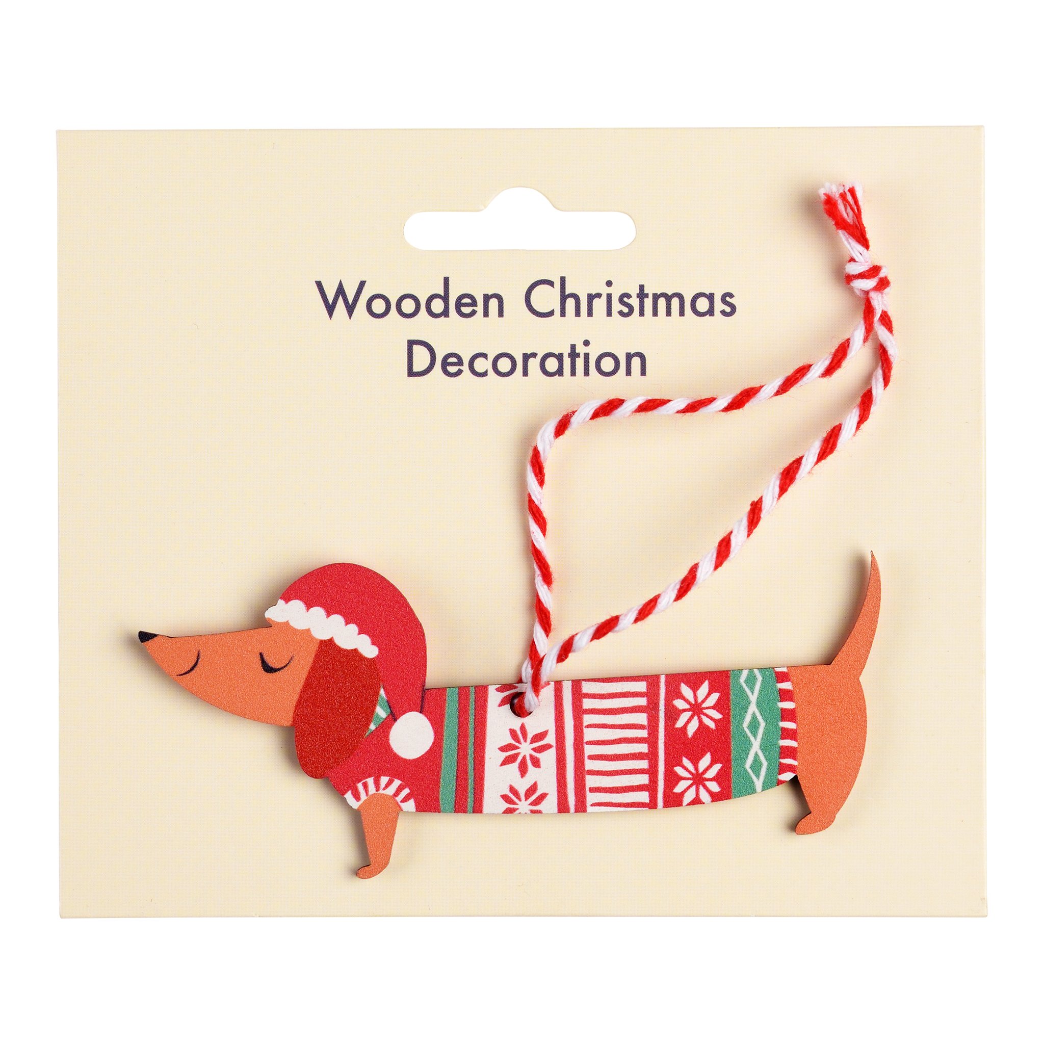 Dackel Weihnachtsdeko auf der Karte «Wooden Christmas Decoration»