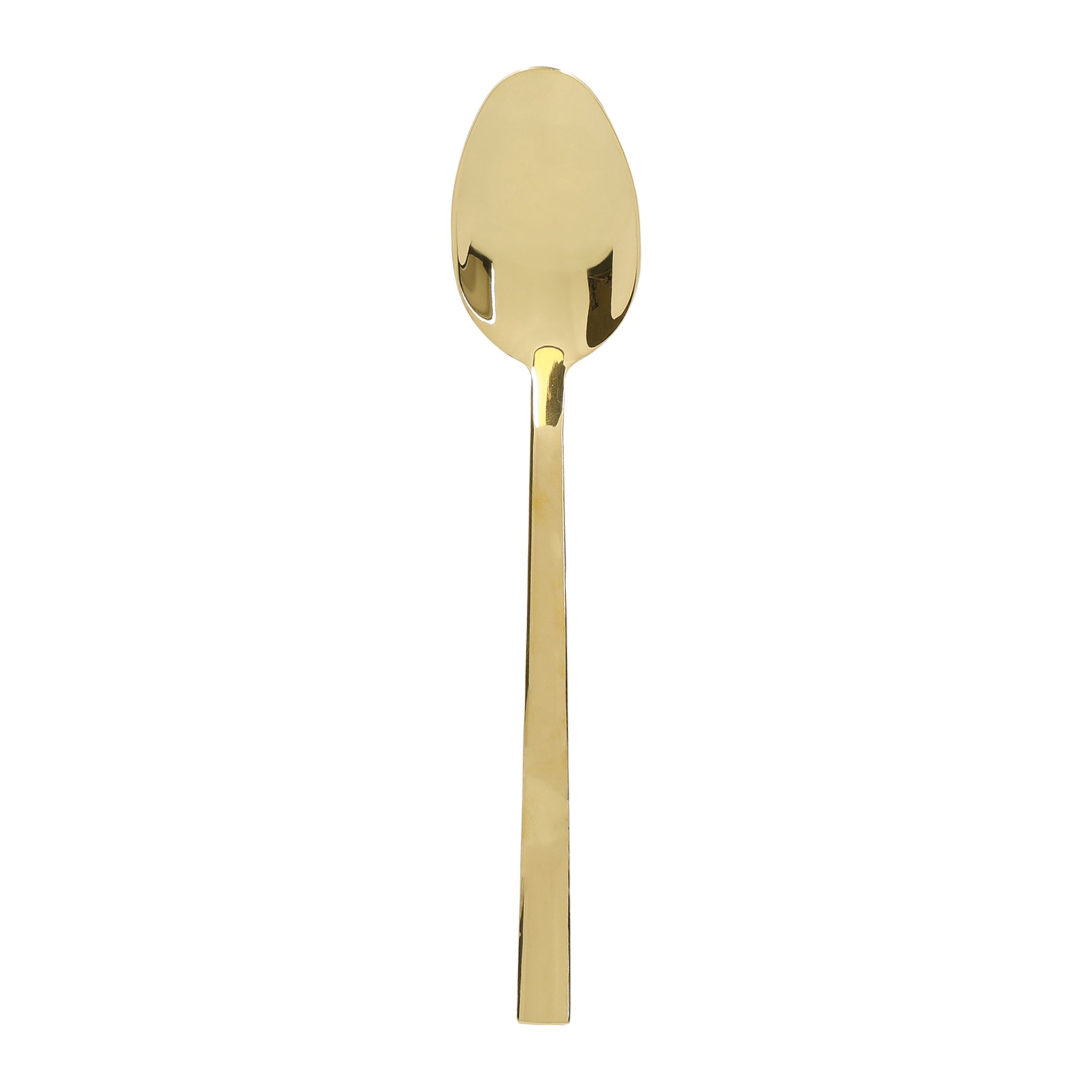 Einzelner goldfarbener Dessertlöffel aus dem Besteck-Set