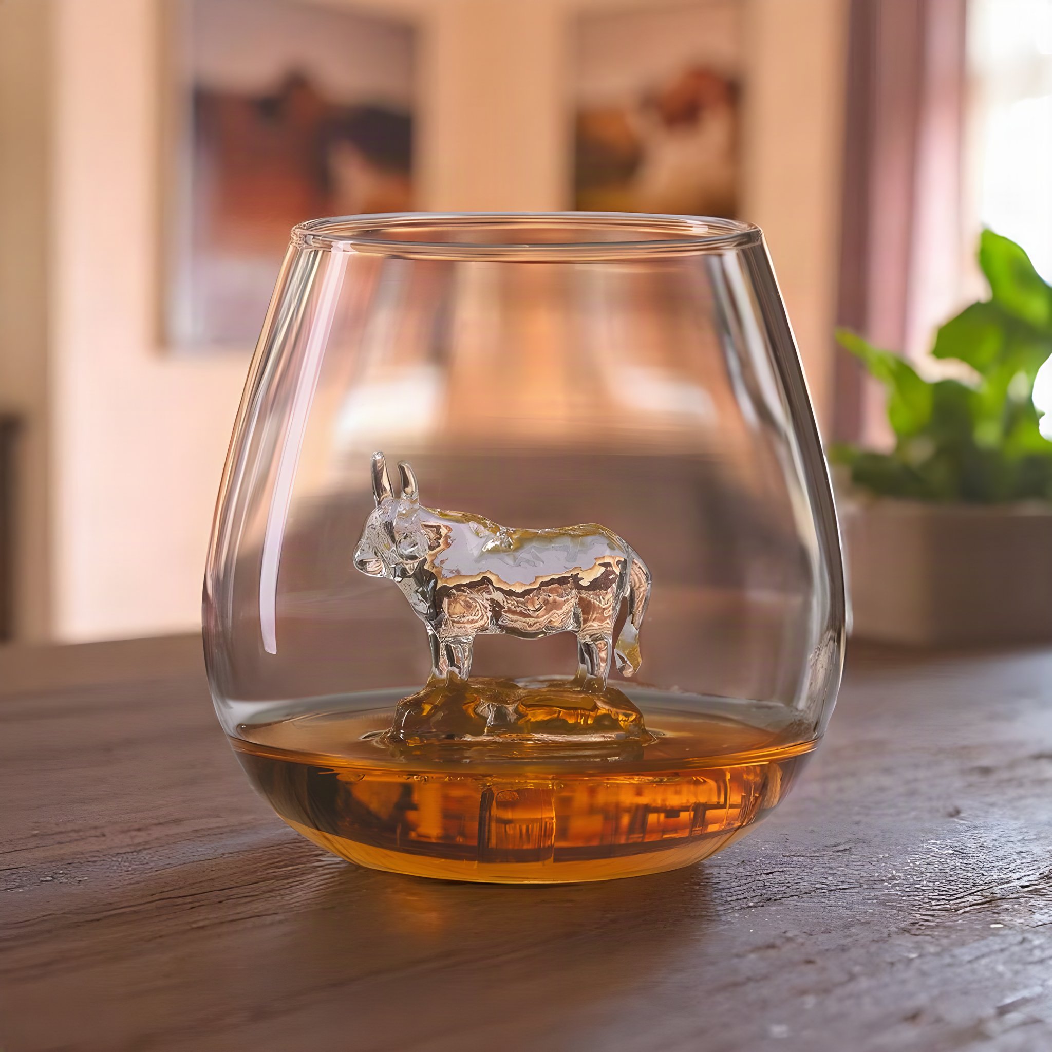 Trinkglas mit Hochlandrind aus Glas