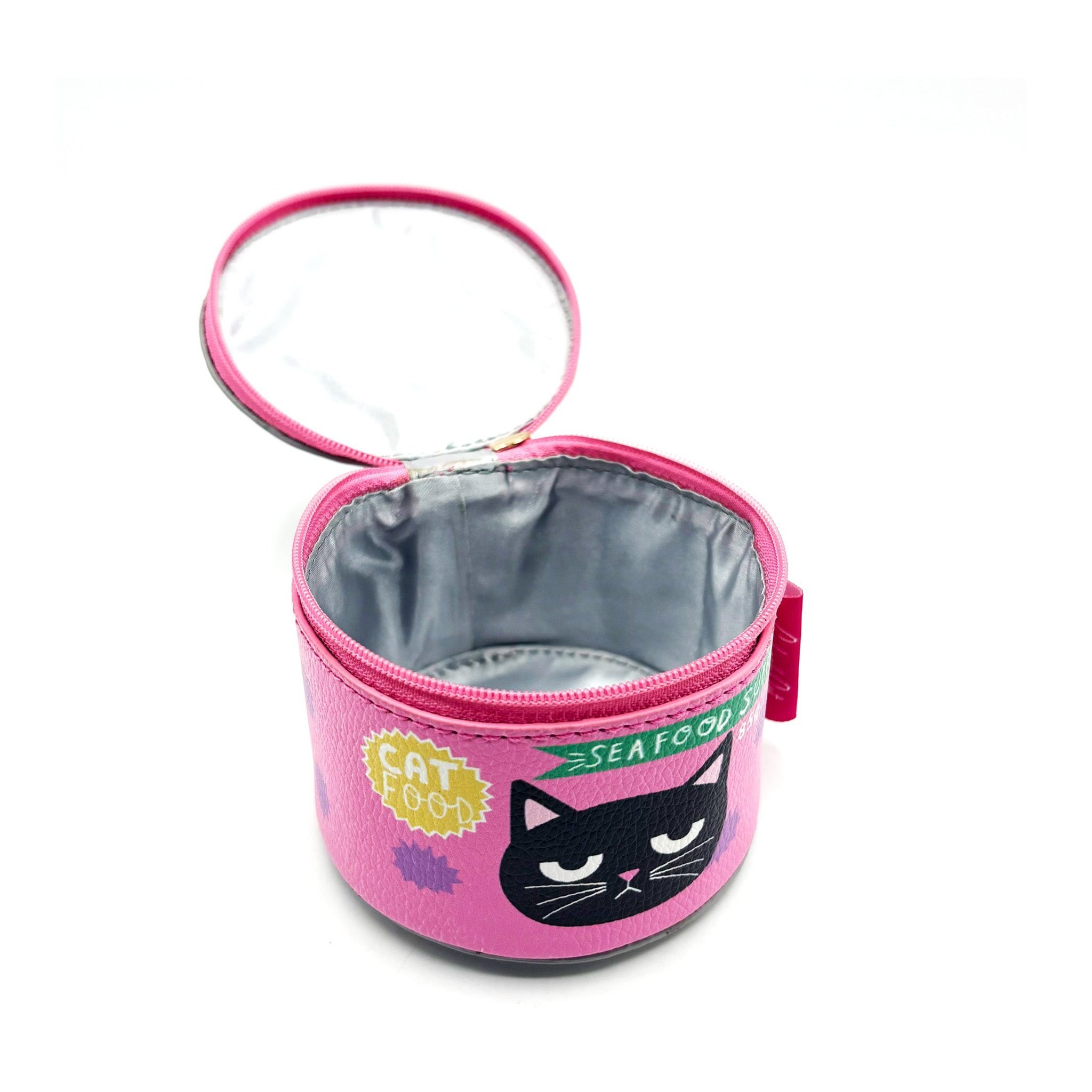 Opened storage tin with silver lining