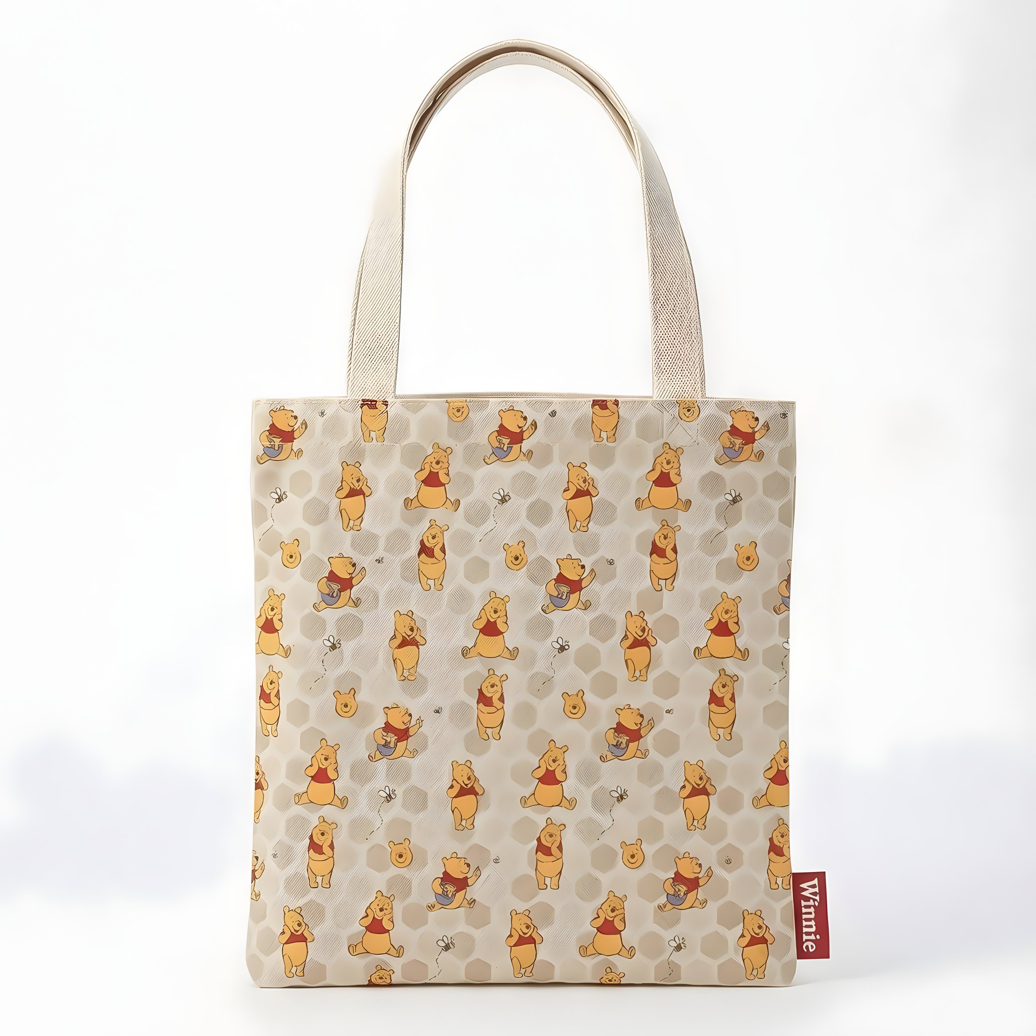 Winnie Puuh Einkaufstasche mit Allover-Muster aus Puuh-Figuren und Bienen