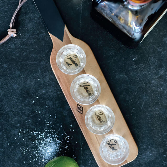 Shot Glasses & Serving Paddle