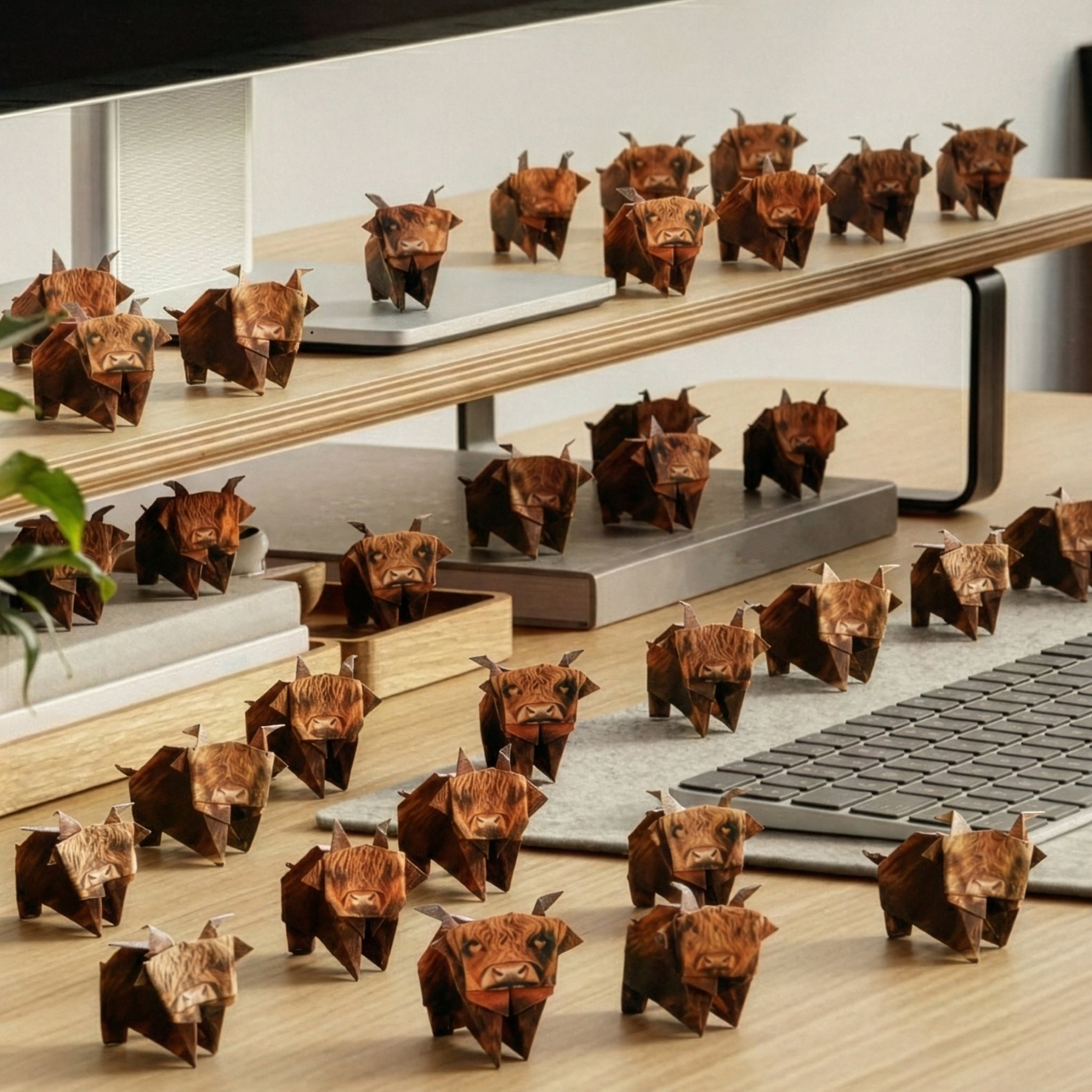 Paper Highland Cows origami set – highland cows on the desk