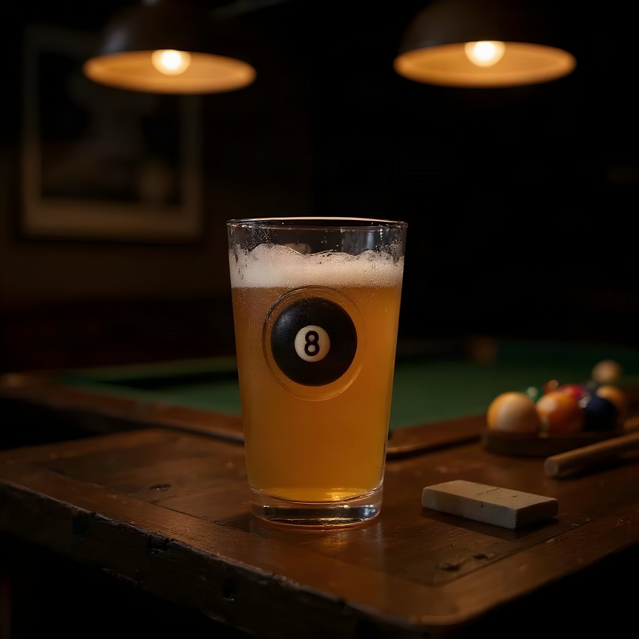 Bierglas Schwarze 8 mit integrierter Billardkugel