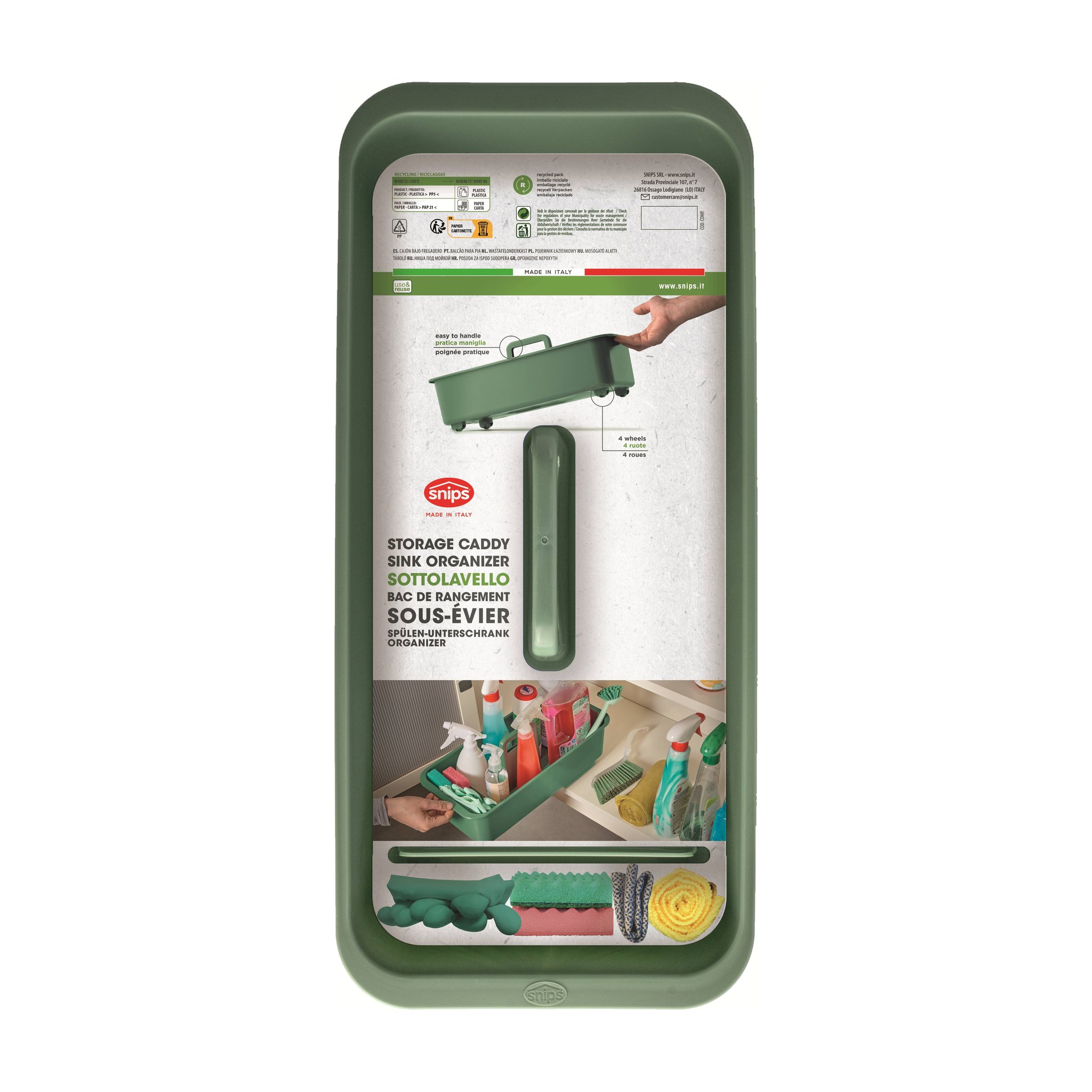 Verpackung des Snips Unterschrank-Organizers mit Rollen