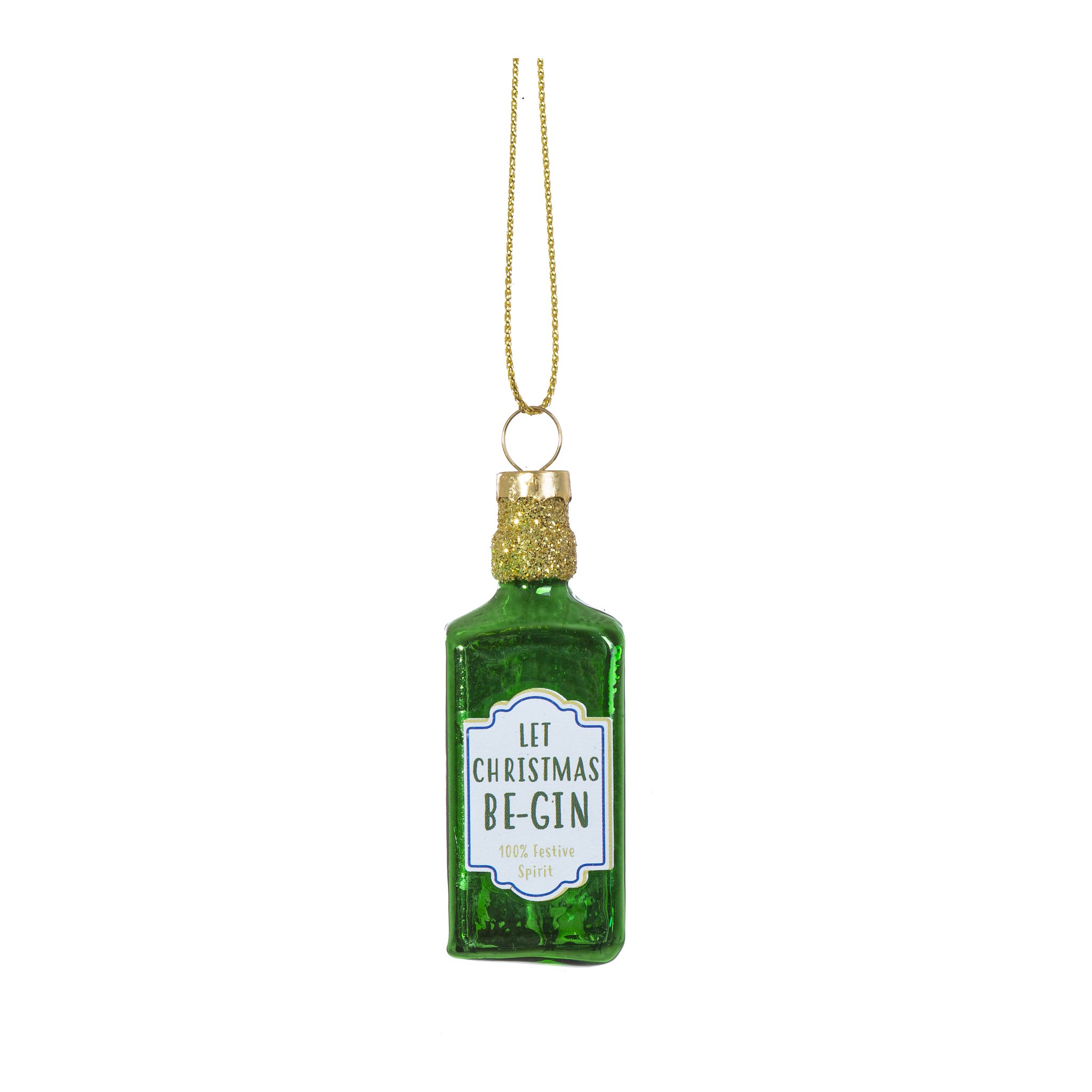 Décoration de sapin gin bouteille verte Christmas Gin, détourée