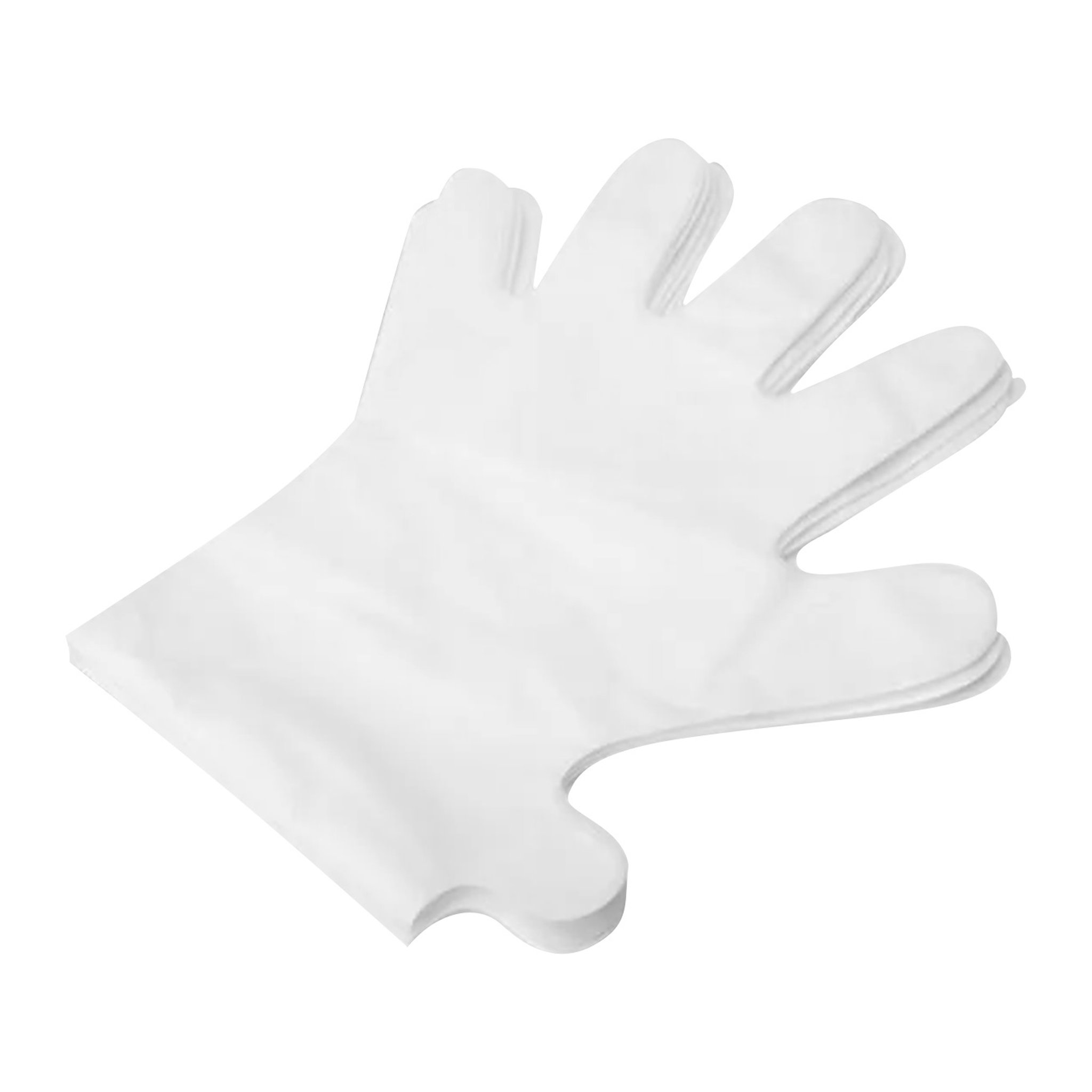Ausgepackte Aloe-Vera-Handmaske in Handschuhform, mit Pflegeserum getränkt