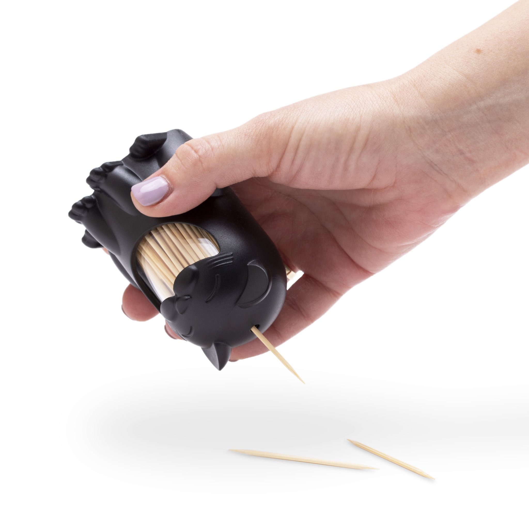Hand hält den Pickitty Zahnstocherspender
