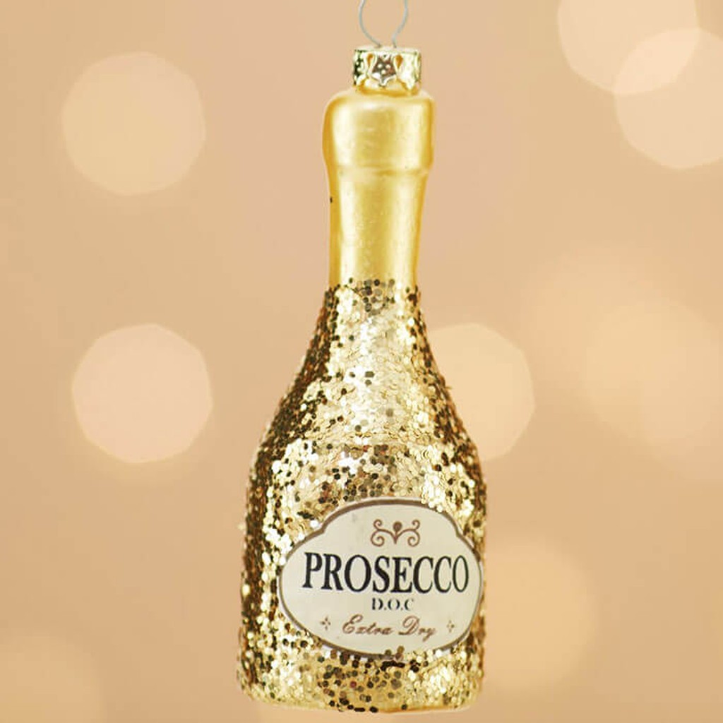 Weihnachtskugel Prosecco Flasche