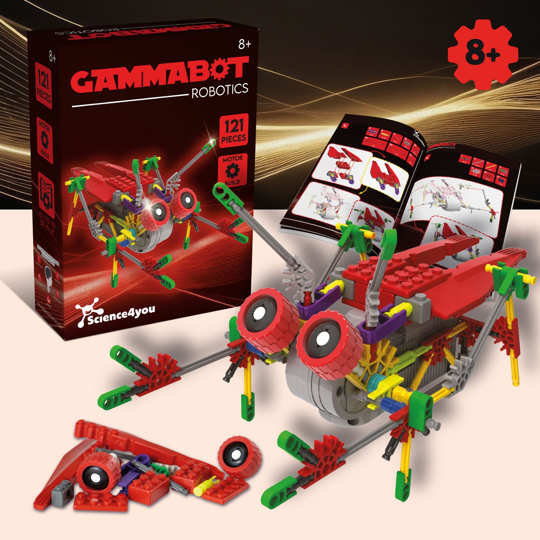 Assembled Gammabot robot from 121 parts