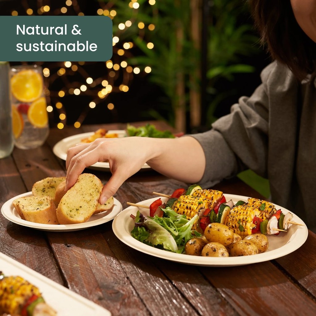 90 Einwegteller aus Zuckerrohr