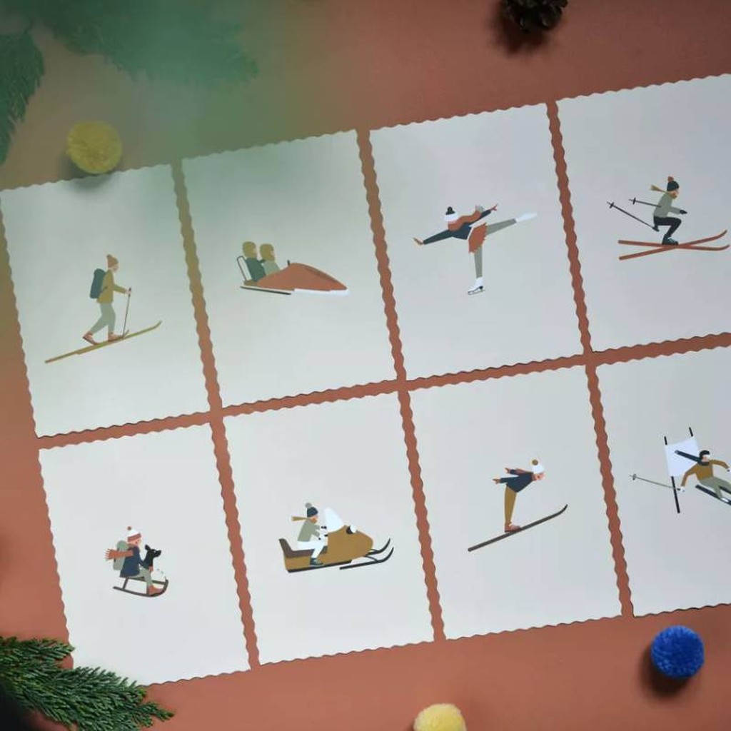 Postkarten im 10er Set Wintersport Bergsport von Roadtyping