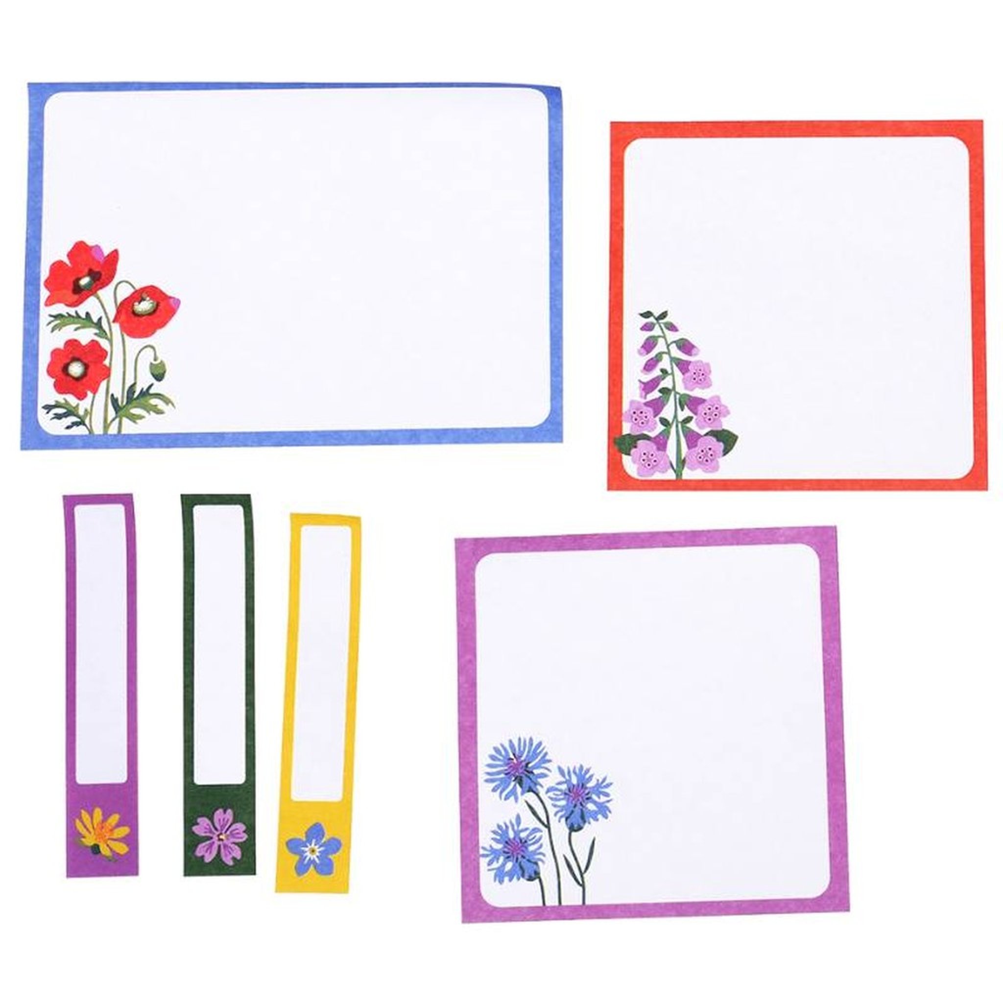Das Wild Flowers Haftnotizen-Set: Zettel in drei Grössen mit Mohn, Kornblume und Fingerhut