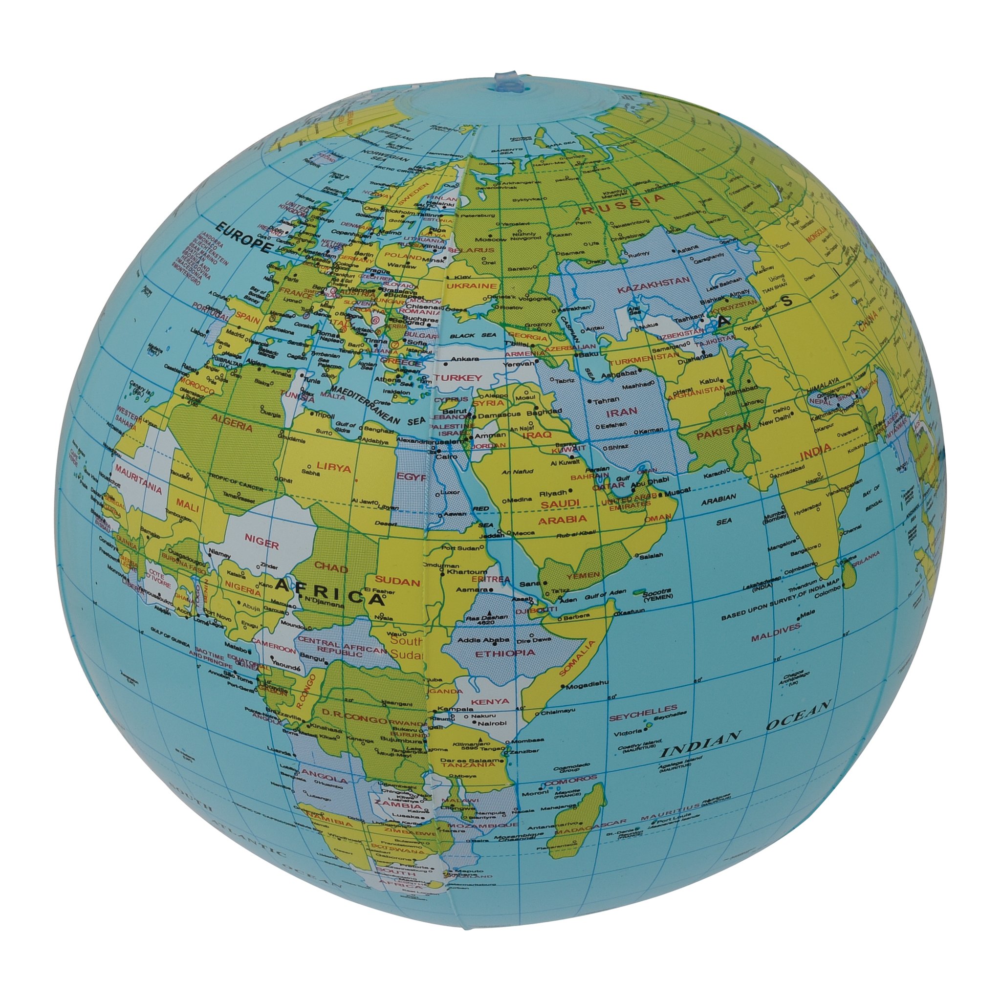 Mappamondo gonfio con vista su Africa ed Europa