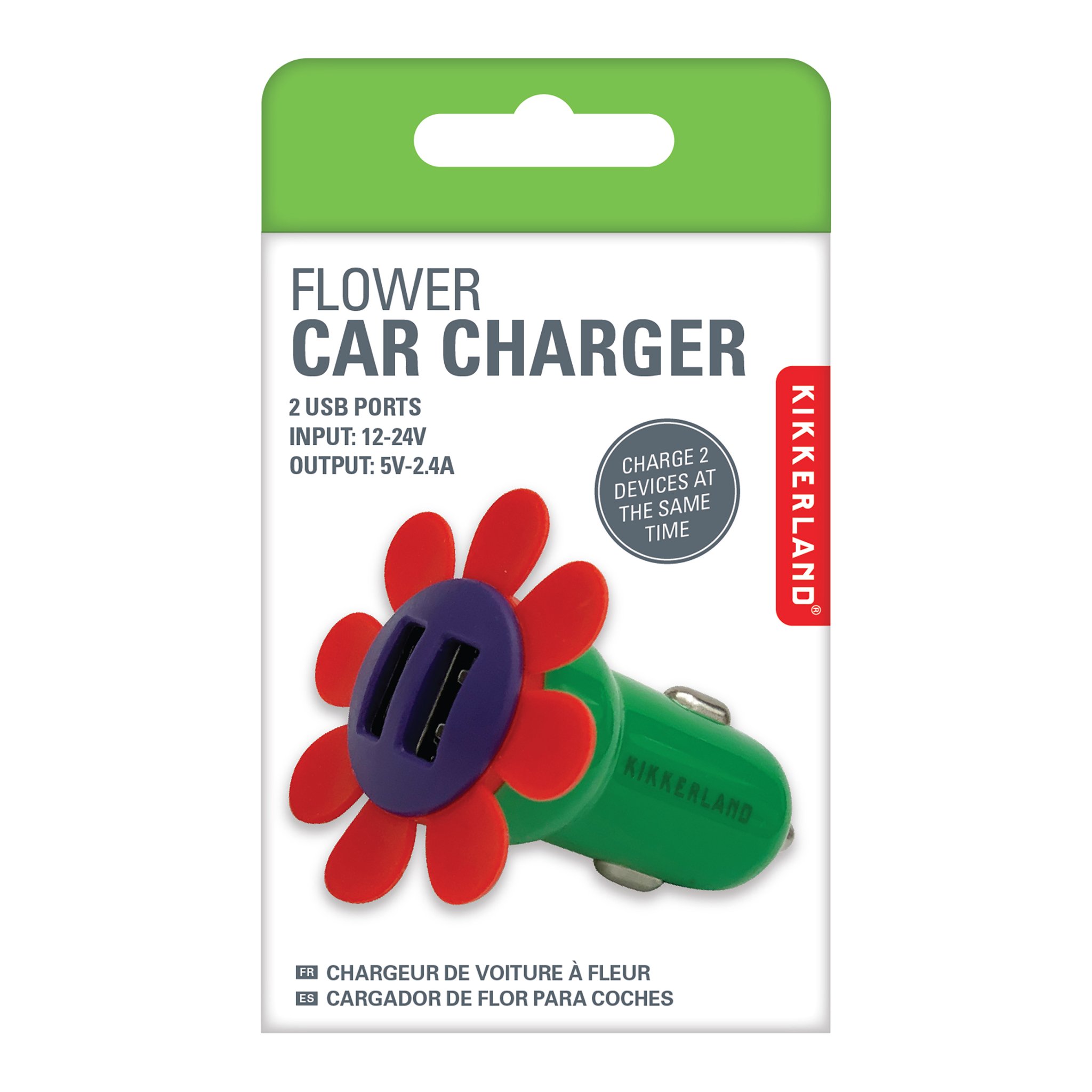 Blumen-Ladegerät in der Verpackung «Flower Car Charger» von Kikkerland