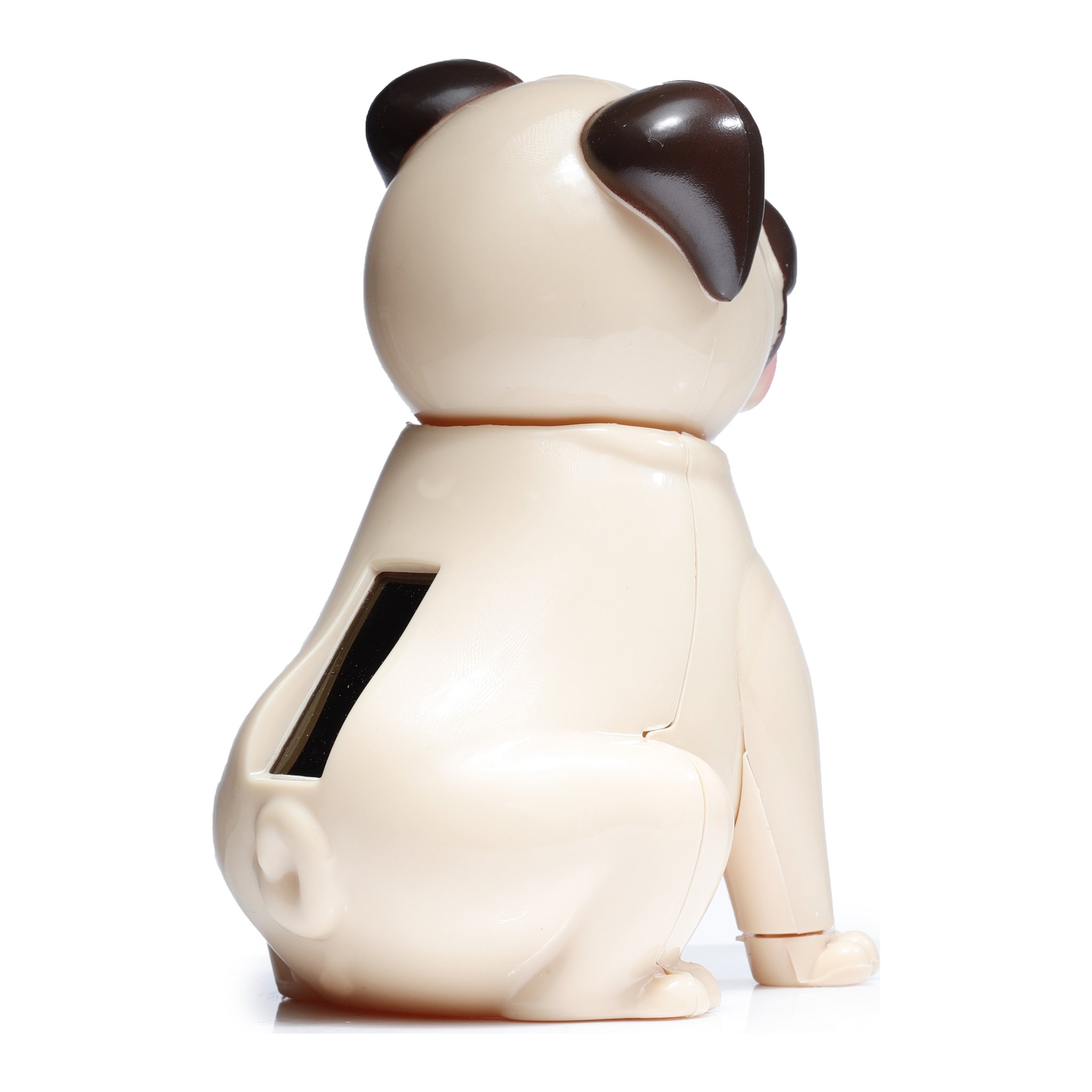 Mops-Wackelfigur von hinten mit Solarzelle