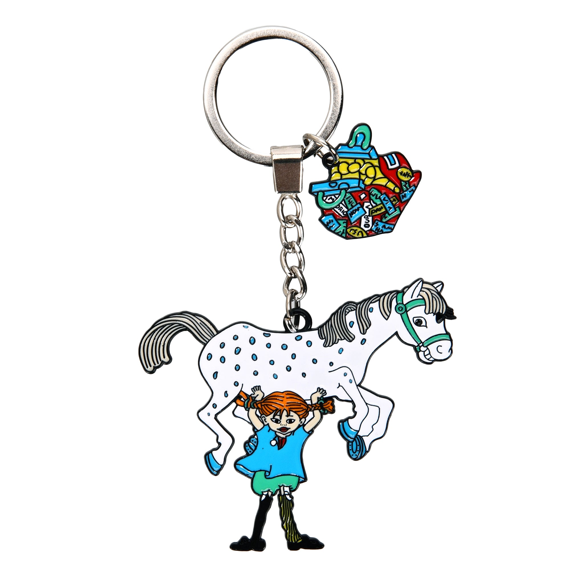 Pippi Langstrumpf Schlüsselanhänger Metall mit Emaille-Motiv