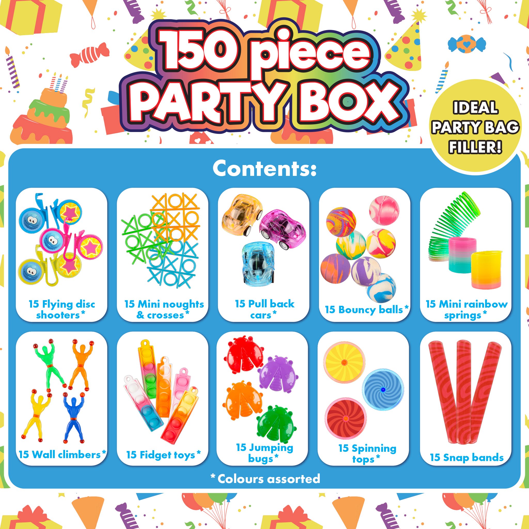 abeec Partybox – Inhalt: 150 Mitgebsel in 10 Sorten
