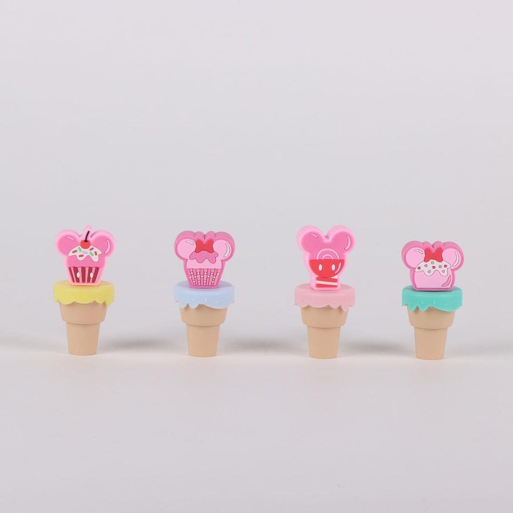 Minnie Maus Textmarker Set mit 4 Markierstiften in Cupcake-Form