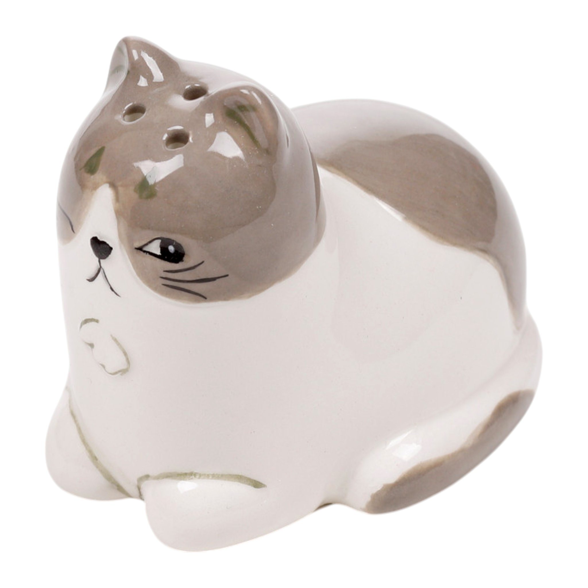 Liegende Keramikkatze, der zweite Streuer des Sets