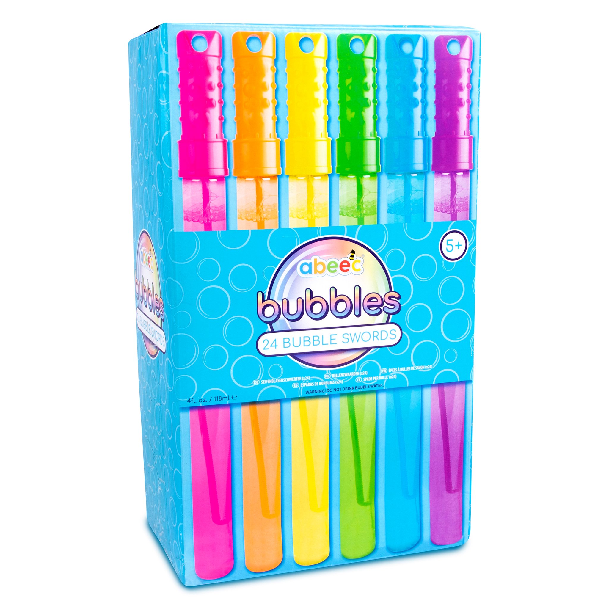 abeec Seifenblasen-Schwerter 24er-Set in der Verpackung