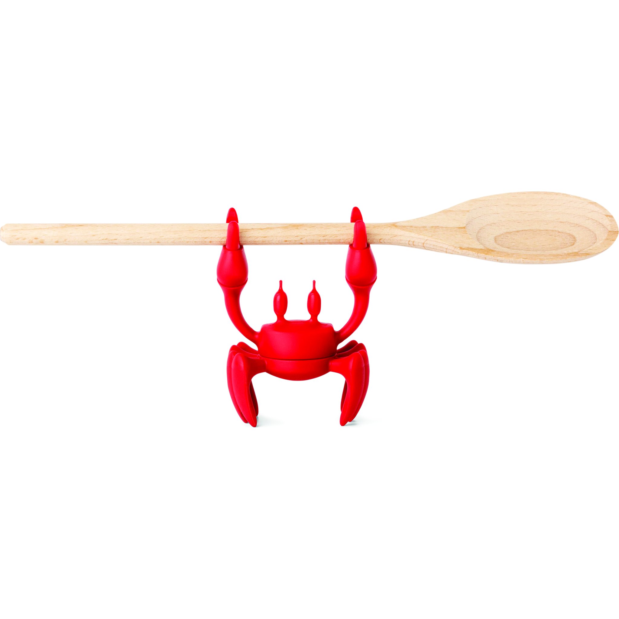 Crab holding a wooden cooking spoon in its claws