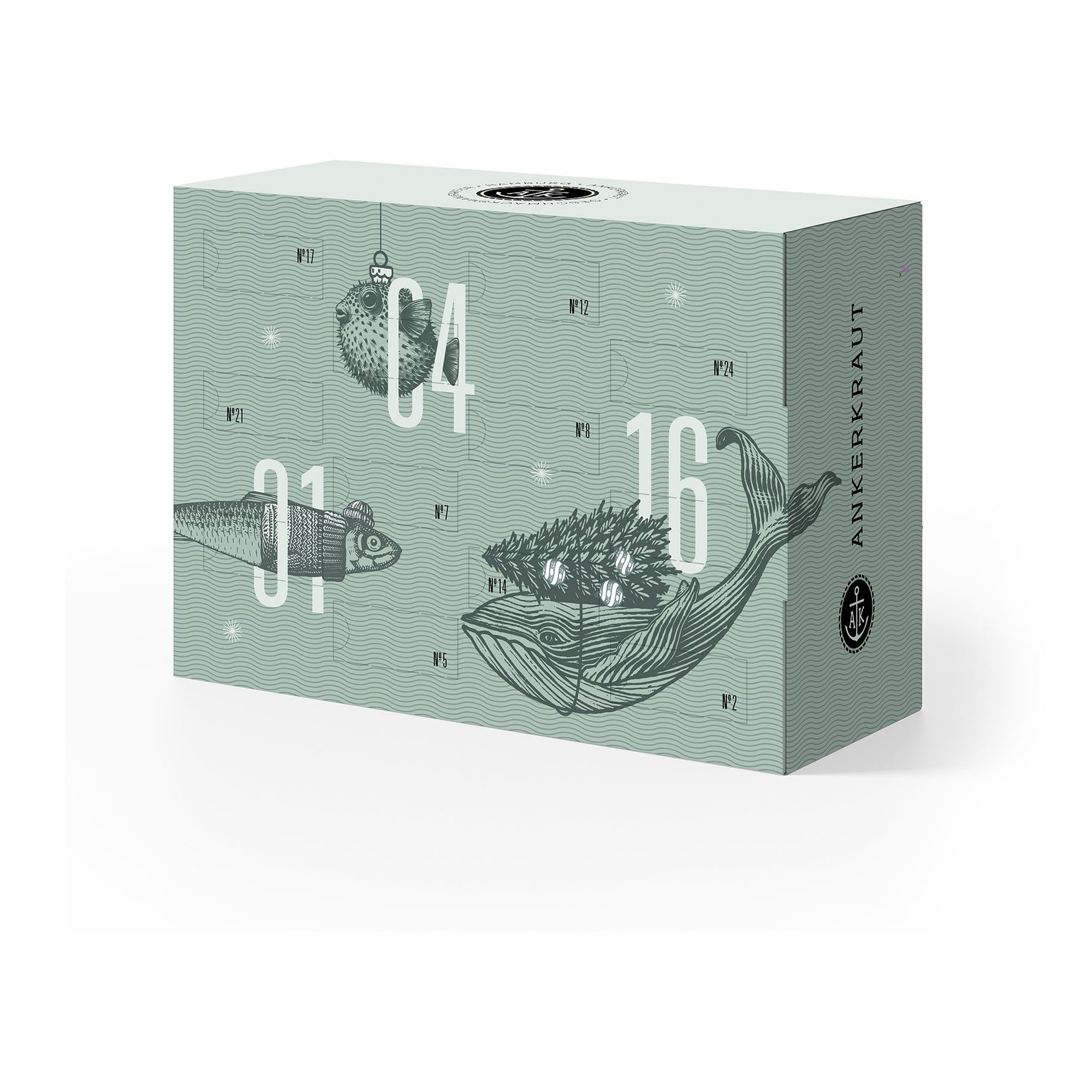 Mintgrüner Gewürz-Adventskalender Der Lütte von Ankerkraut freigestellt auf weissem Hintergrund
