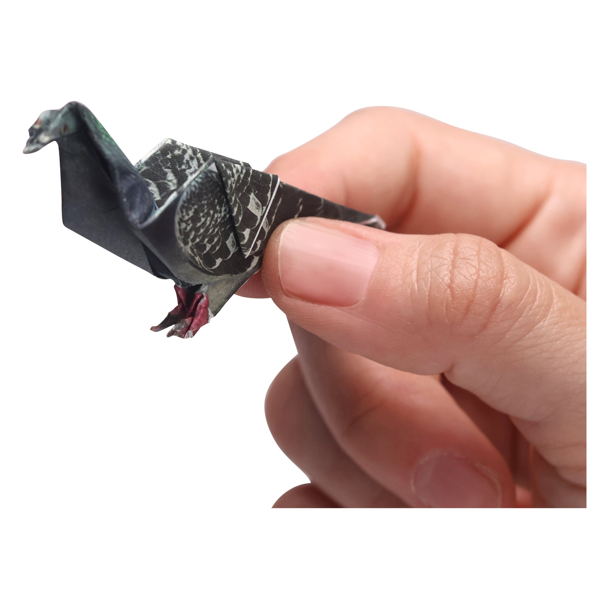 Paper Pigeons origami set – dark paper pigeon in hand
