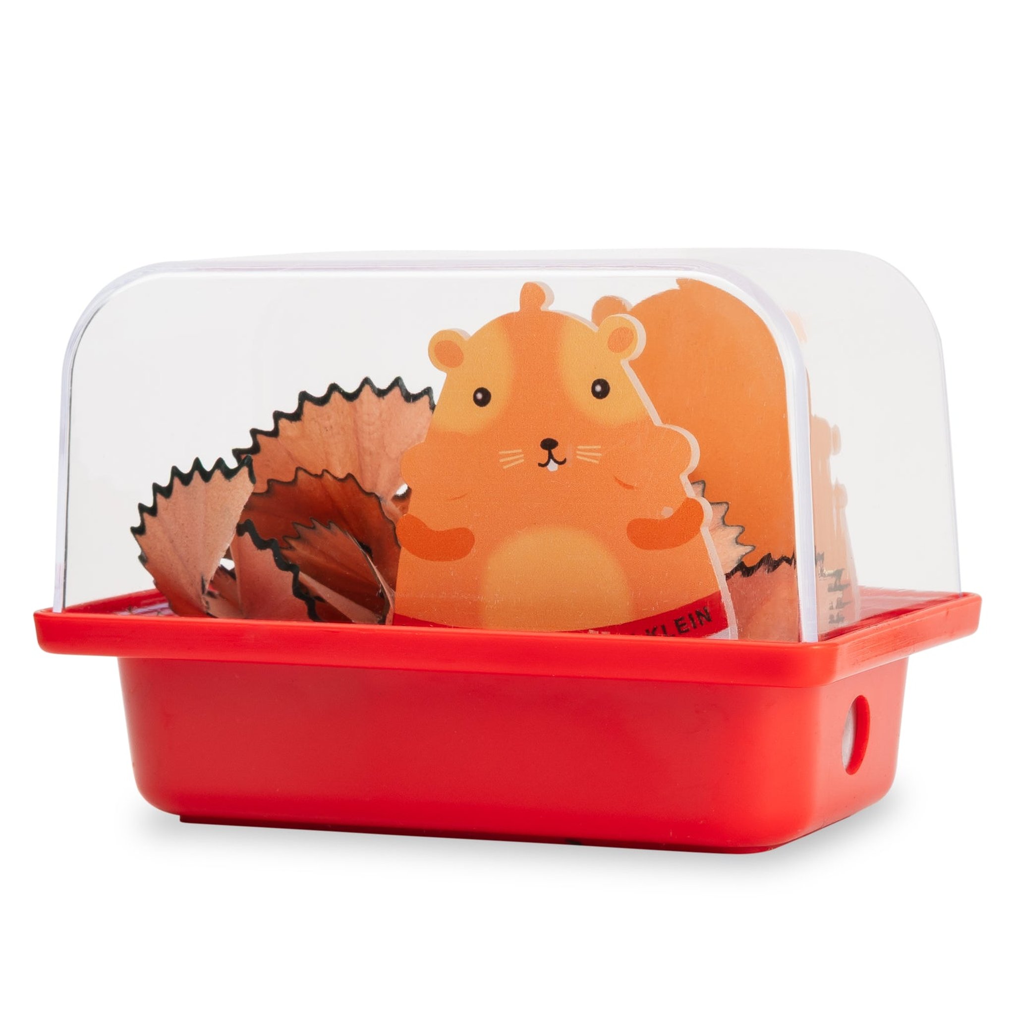 Hamster Anspitzer ausgepackt mit Detail des Mini-Käfigs