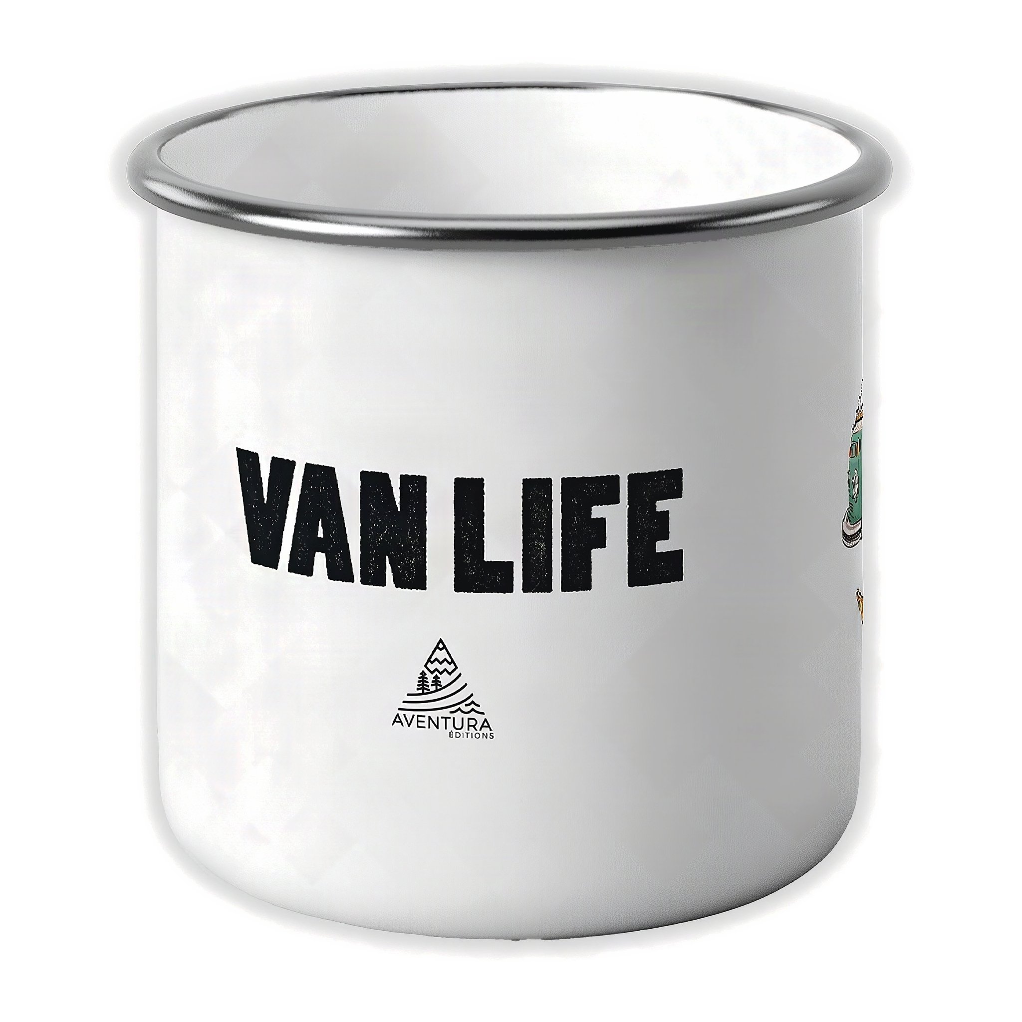 Emailletasse mit Schriftzug Van Life