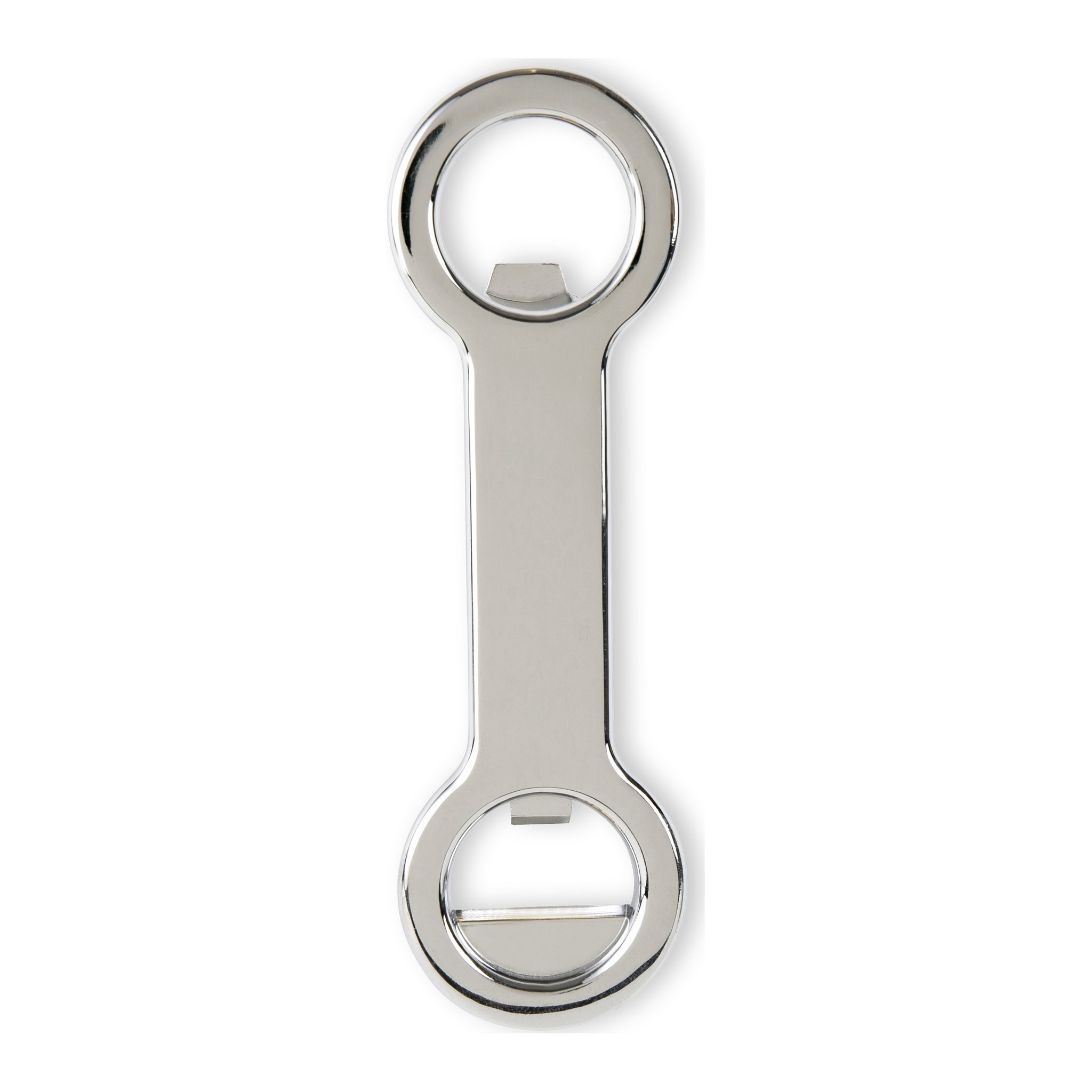 Glas- und Flaschenöffner aus Metall von oben