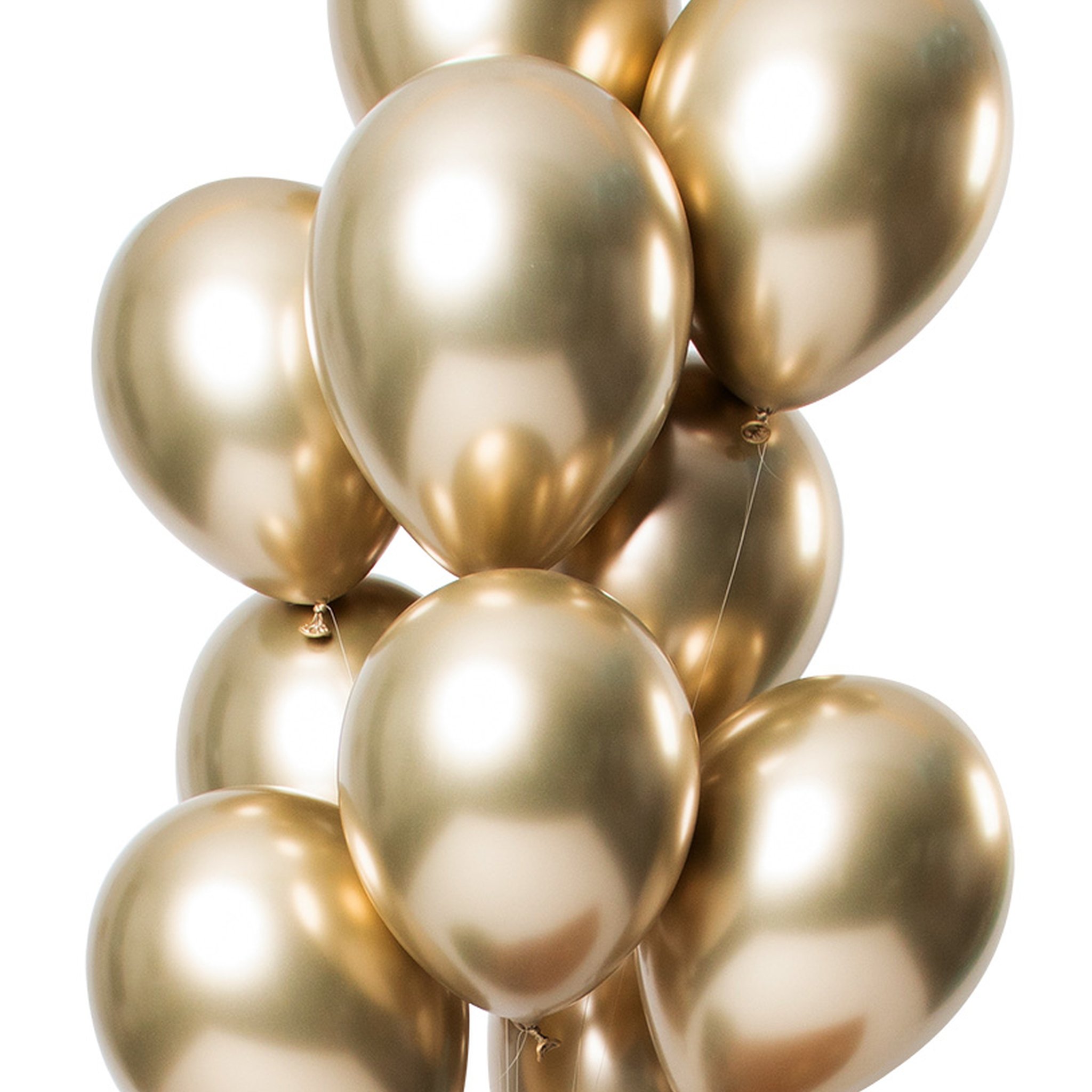 Latex-Ballons Mirror-Effekt Gold 33 cm – 12 Stück
