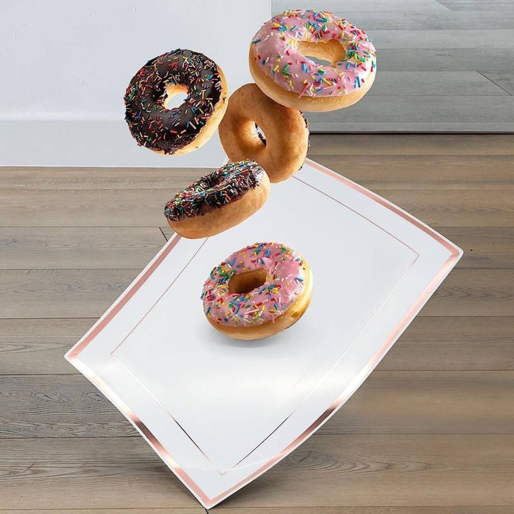 6er-Set Serviertabletts mit roségoldenem Rand