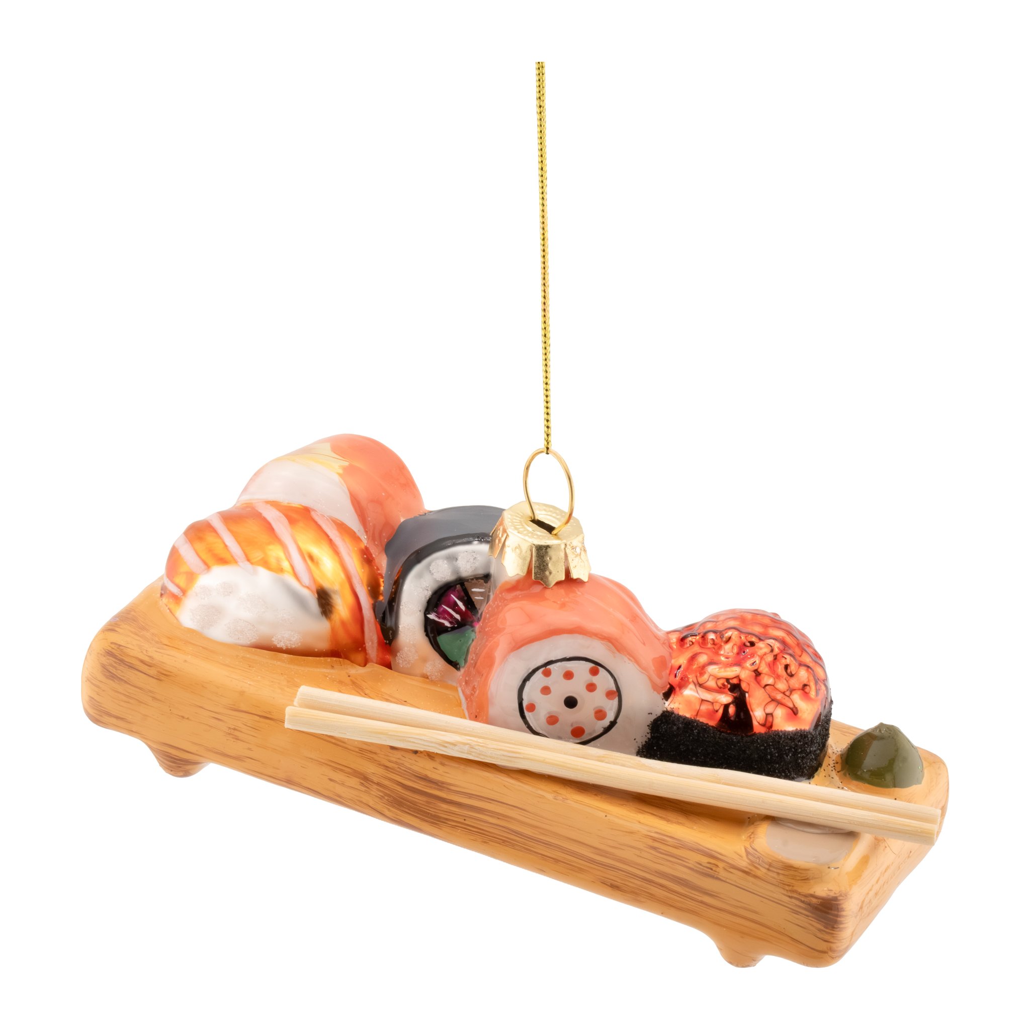 Boule de Noël en verre plateau de sushis