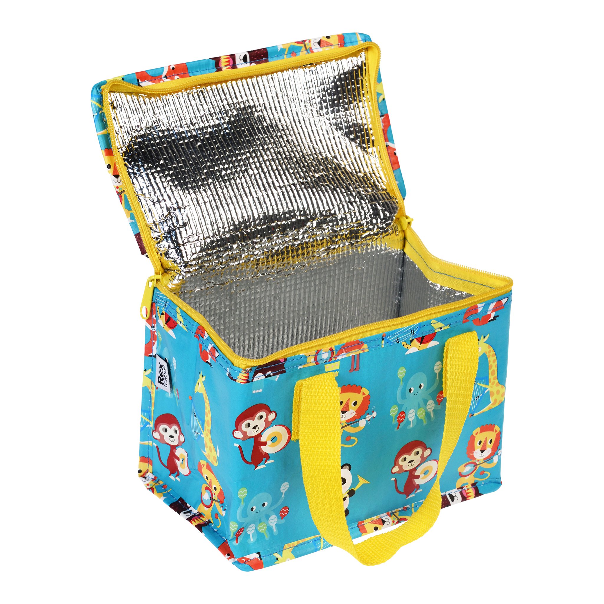 Geöffnete Tier-Orchester Lunchtasche mit isolierender Folien-Innenseite