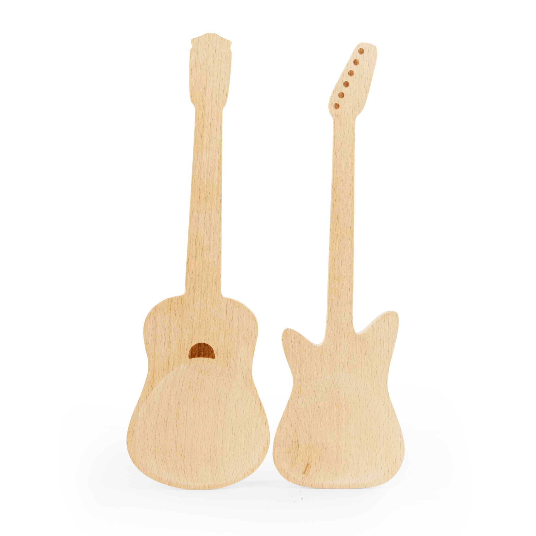 Couverts à salade guitare – deux cuillères en bois détourées